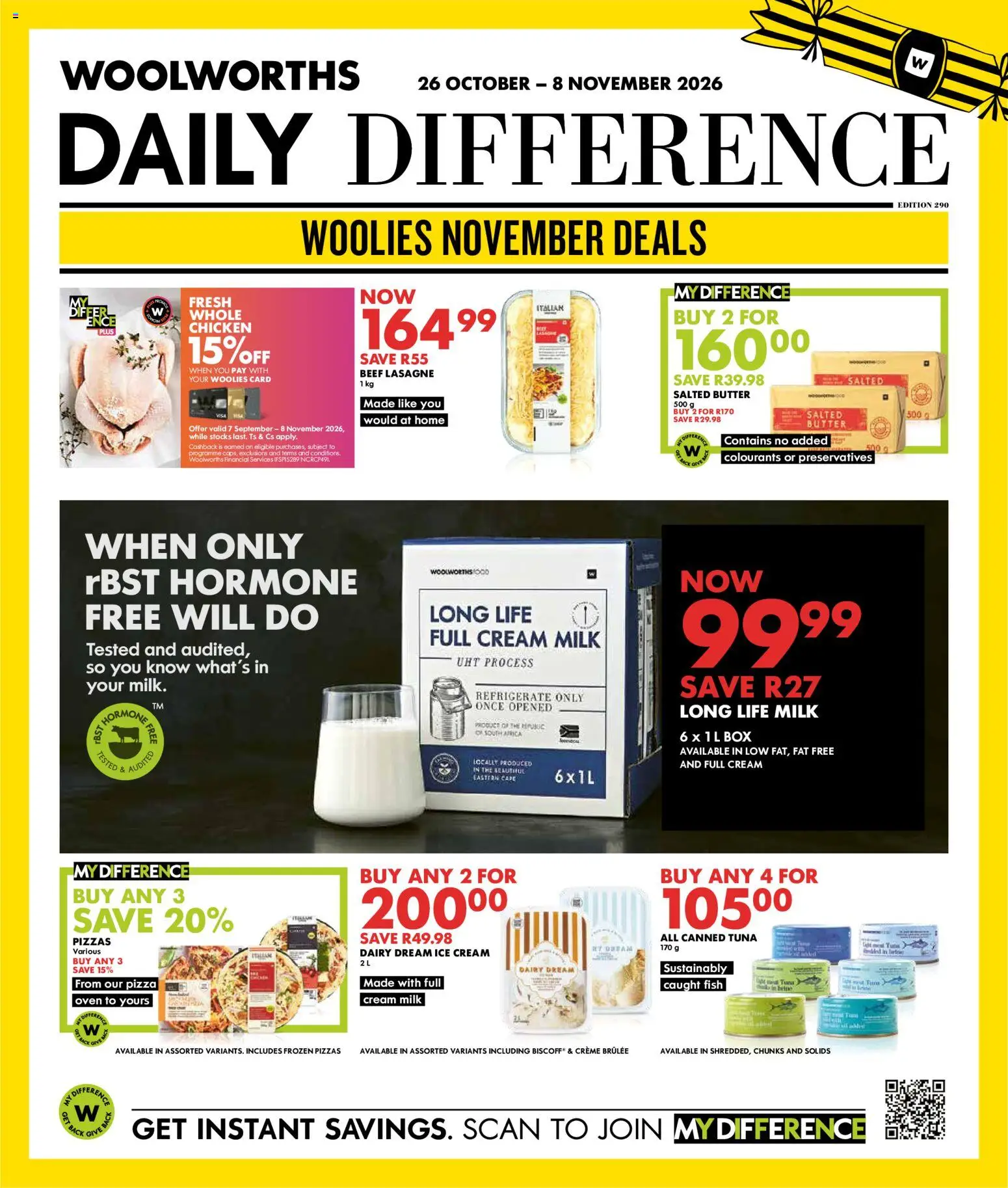 New Woolworths catalogue – valid from 26/10/2026 | Page: 12 | Products: Tuna, Butter, Pizza, Ice cream
