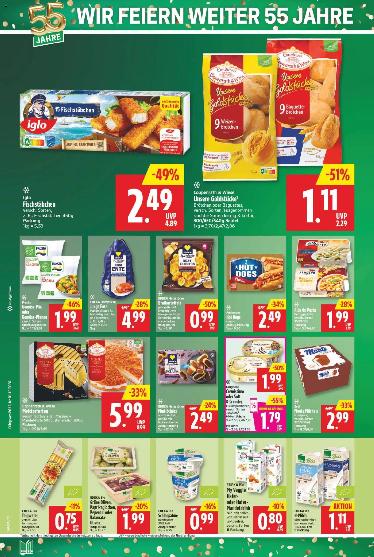 Marktkauf Prospekt – gültig ab 26.10.2026 | Seite: 8 | Produkte: Langnese cremissimo, Schlagsahne, Iglo, Gemüse