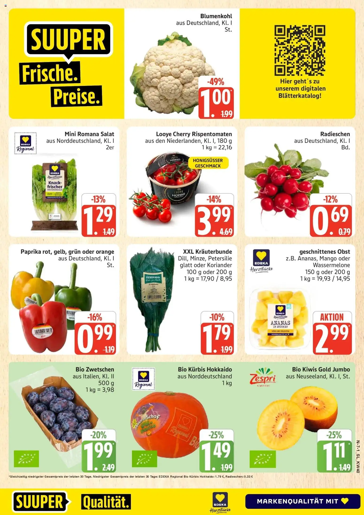 Edeka Prospekt Schleswig (ab 28.09.2026) » Angebote Online | Seite: 7 | Produkte: Paprika, Obst, Blumenkohl, Salat