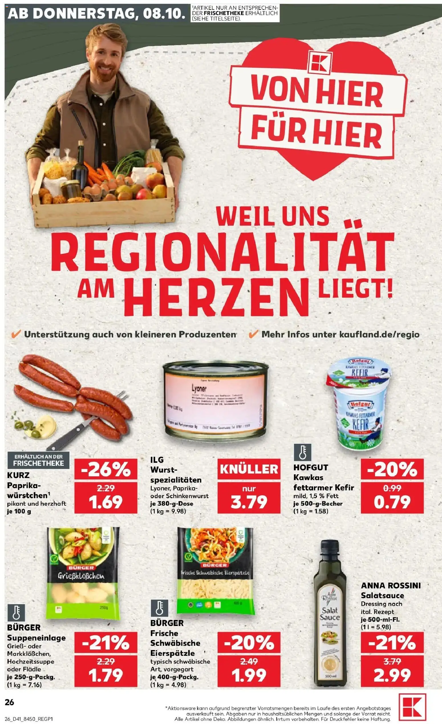 Prospekt Kaufland ab 05.10.2026 » Angebote Online zum Blättern | Seite: 36 | Produkte: Kefir, Burger, Paprika, Salat