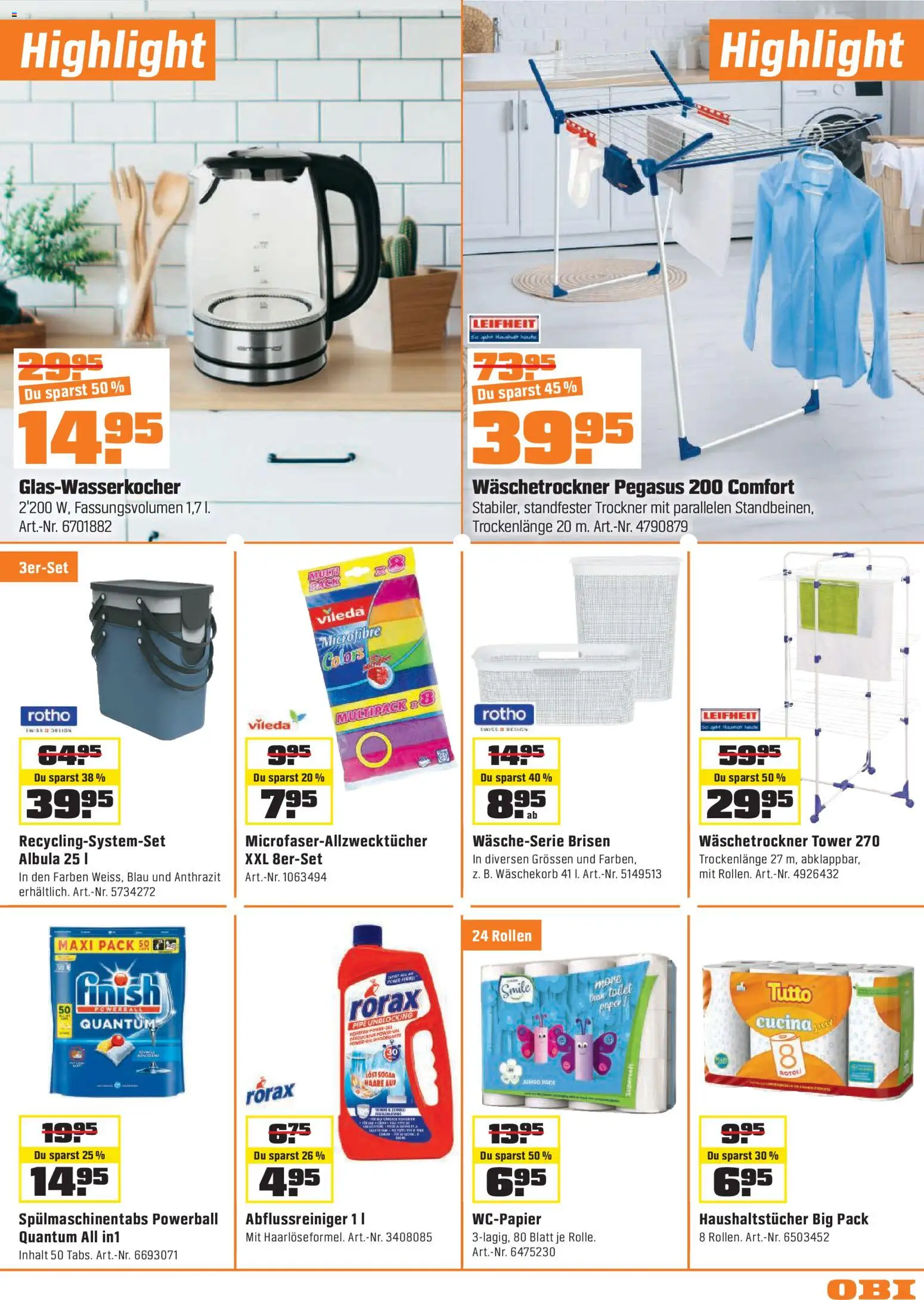 OBI - UNSERE SUPERDEALS! – gültig ab 01.09.2026 | Seite: 7 | Produkte: Spülmaschinentabs, Trockner