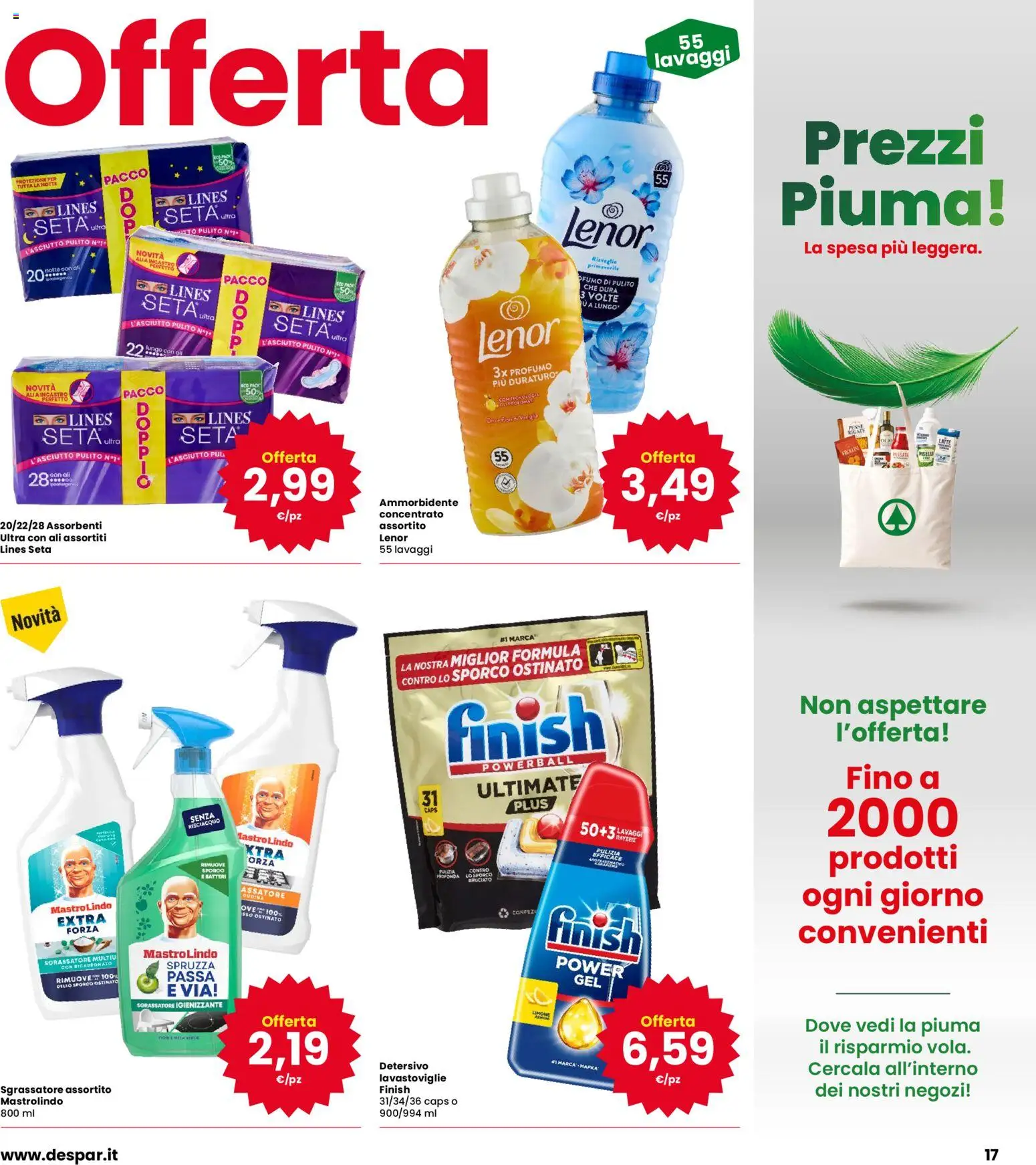 Volantino Eurospar del 22/10/2026 | Pagina: 17 | Prodotti: Bicarbonato, Sgrassatore, Limone, Assorbenti