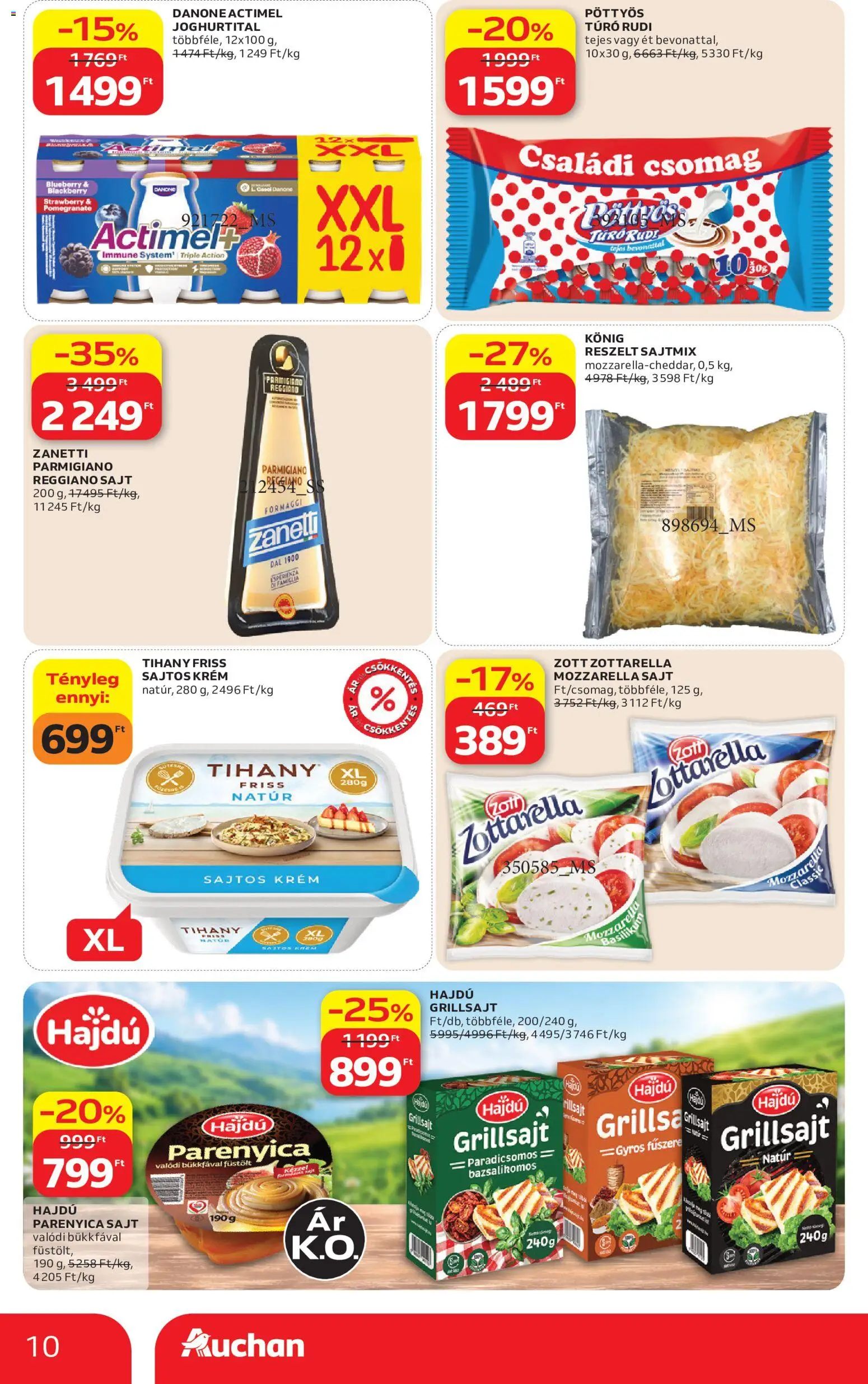 Auchan akciós ujság - amely érvényes a következő dátumtól: 2026.08.06. | Oldal: 10 | Termékek: Mozzarella, Grill, Túró rudi, Túró