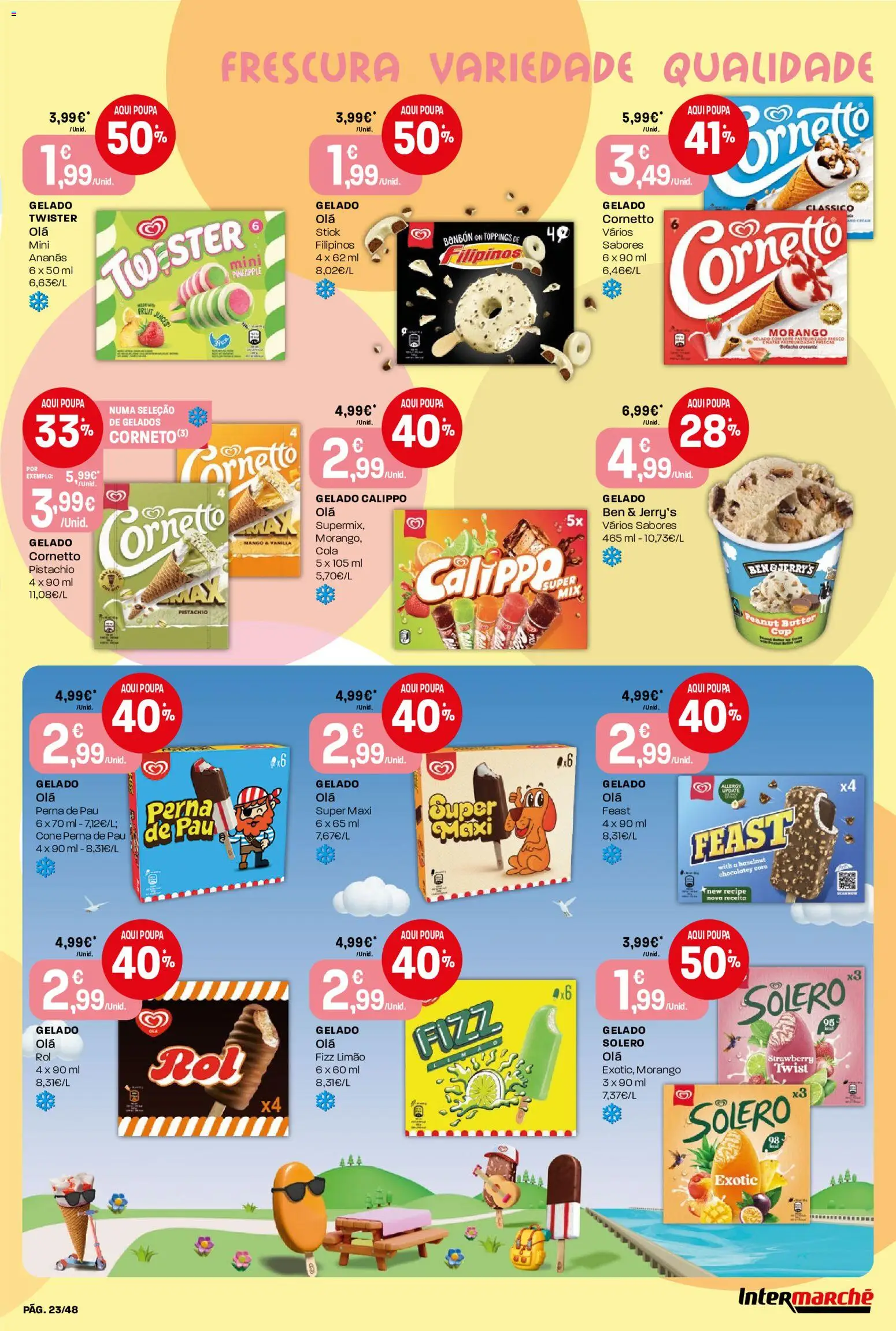 Intermarché folheto │ válido de 09/07/2026 | Página: 23 | Produtos: Solero exotic, Filipinos, Gelado, Natas