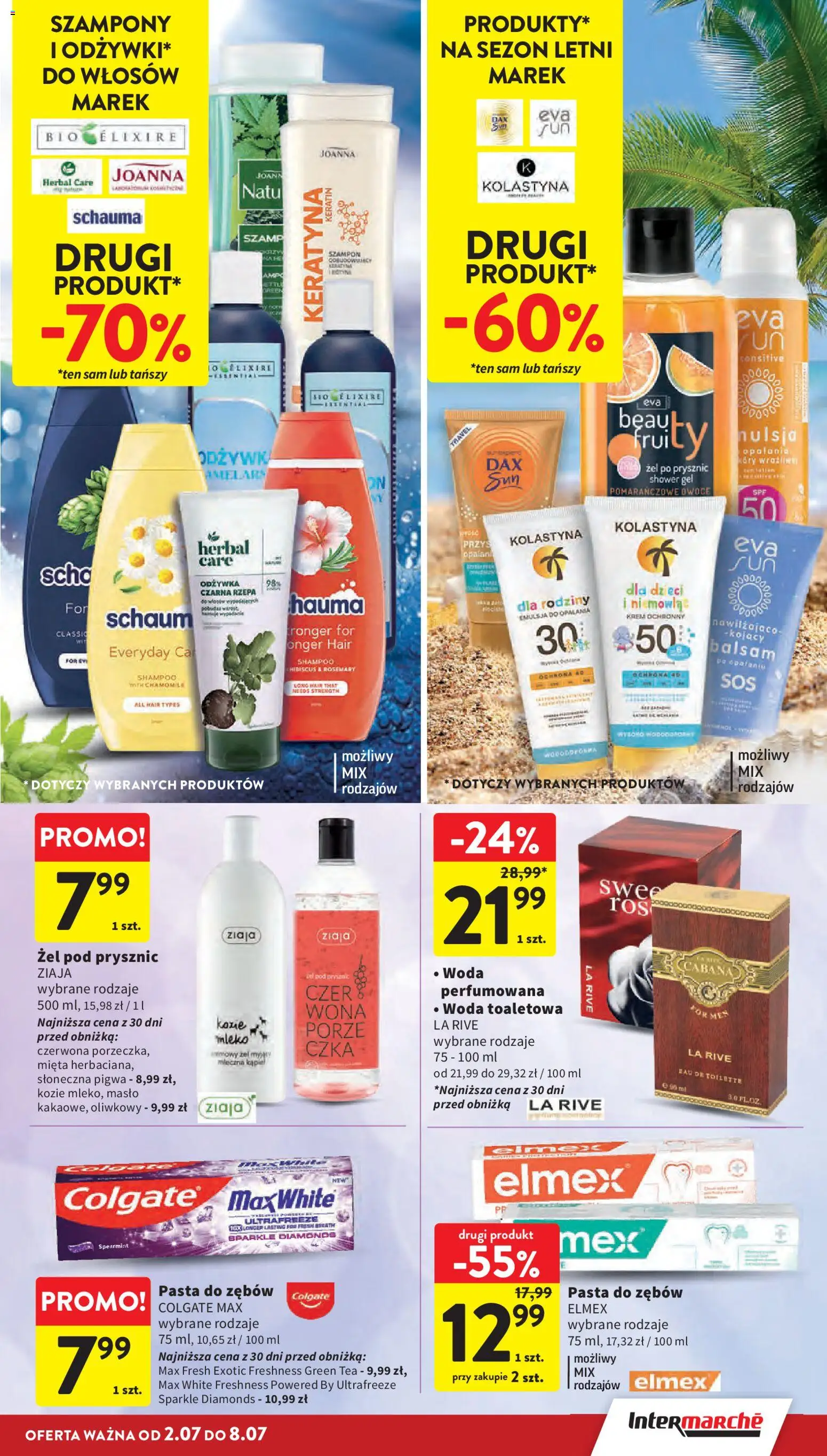 Intermarche gazetka od 02.07.2026 | Strona: 35 | Produkty: Woda toaletowa, Mleko, Szampon, Pasta do zębów