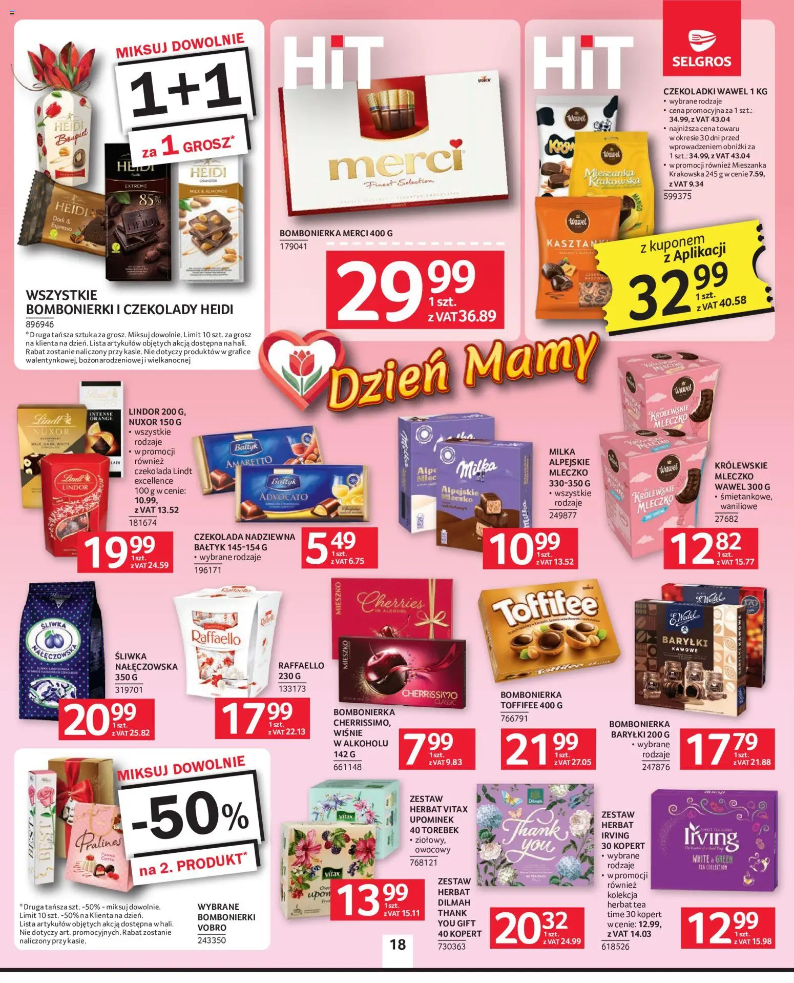 Selgros cash&carry gazetka od 21.05.2026 | Strona: 18 | Produkty: Czekolada lindt, Śliwka nałęczowska, Merci, Wiśnie
