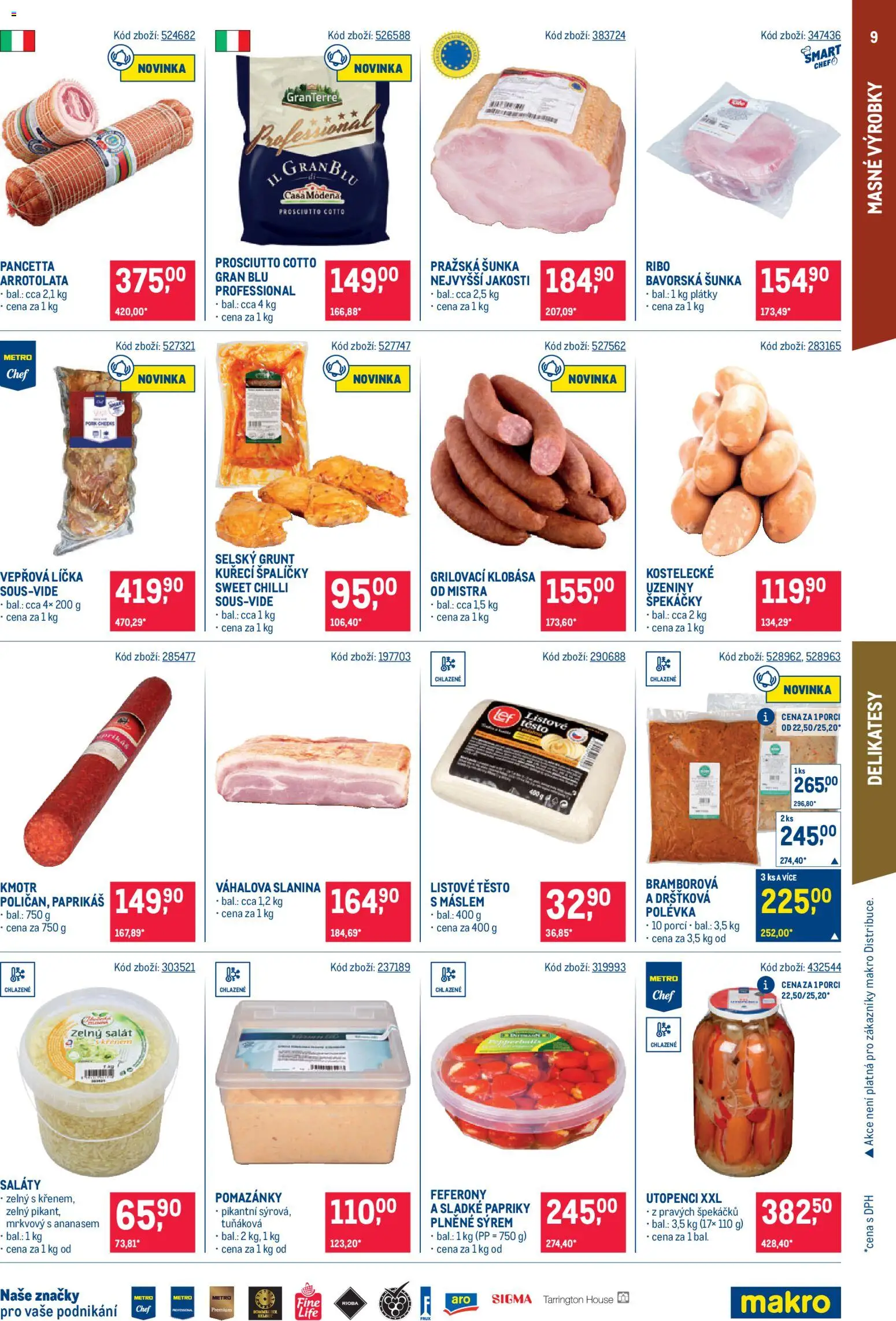 Makro leták - Gastronomie od 20.05.2026 | Strana: 9 | Produkty: Saláty, Pražská šunka, Uzeniny, Cotto