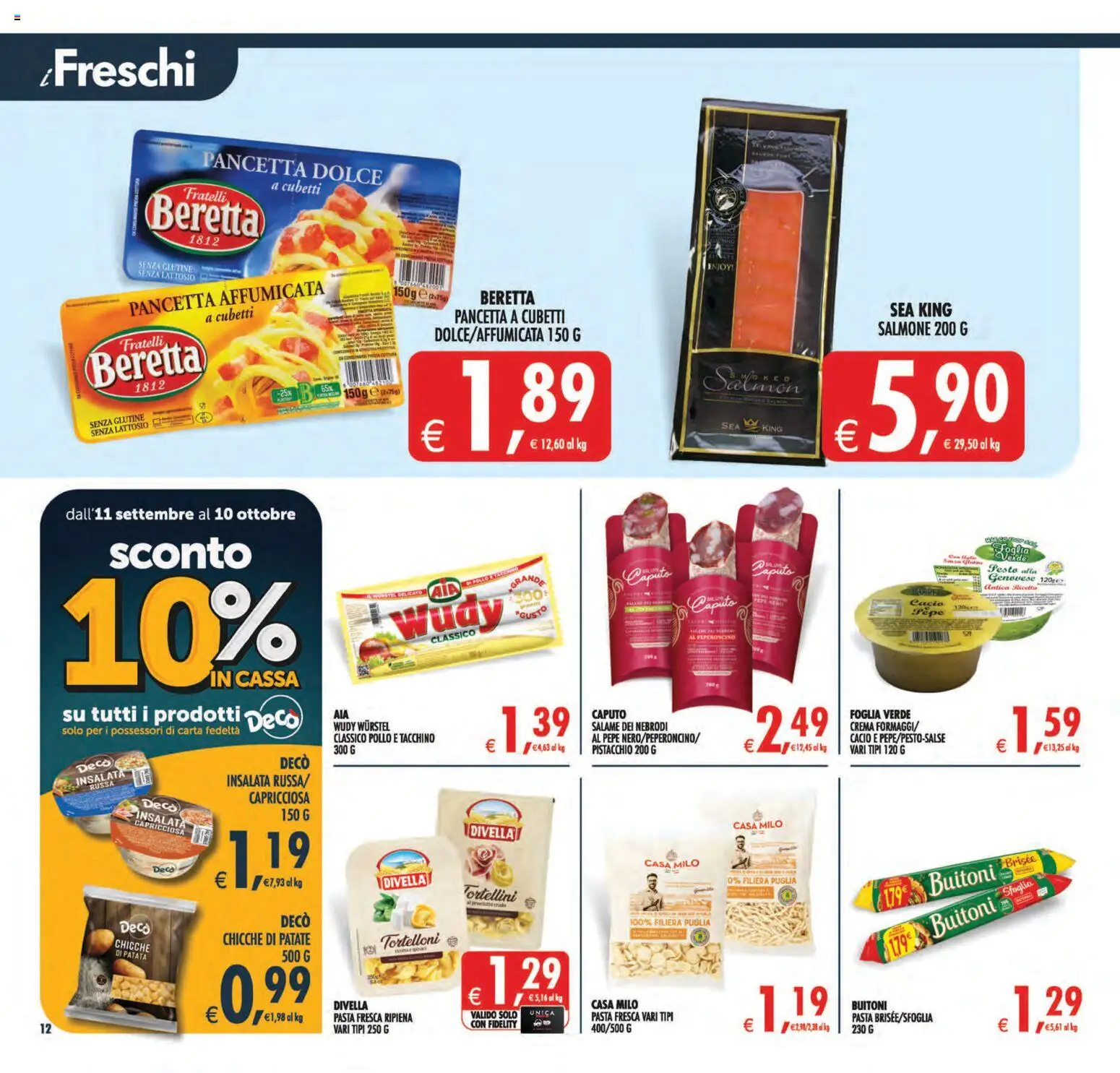 Volantino Decò del 11/09/2026 | Pagina: 12 | Prodotti: Crema, Pancetta, Peperoncino, Senza lattosio
