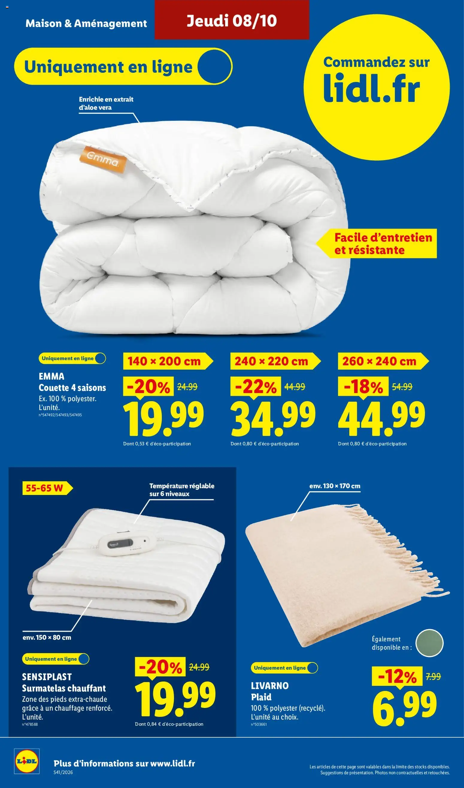 {H1} | Page: 32 | Produits: Surmatelas, Sensiplast, Livarno, Couette
