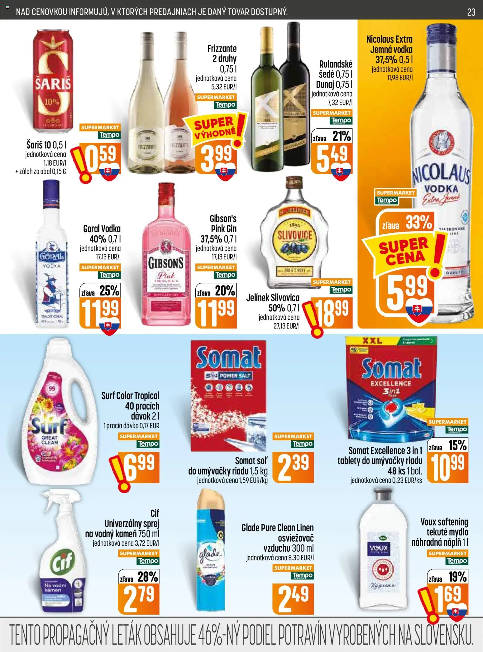 Nové COOP Jednota akcie – leták je platný od 13.08.2026 | Strana: 23 | Produkty: Tablety do umývačky, Tablety do umývačky riadu, Gin, Vodka