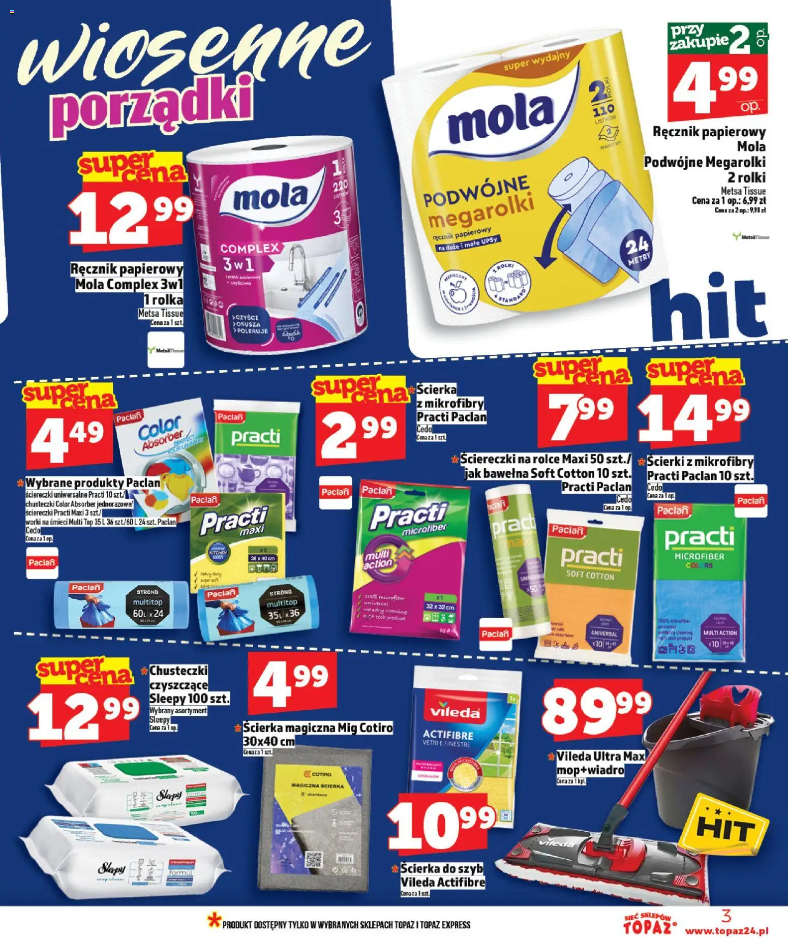 Topaz gazetka od 12.03.2026 | Strona: 3 | Produkty: Top, Rolki, Vileda, Ręcznik papierowy
