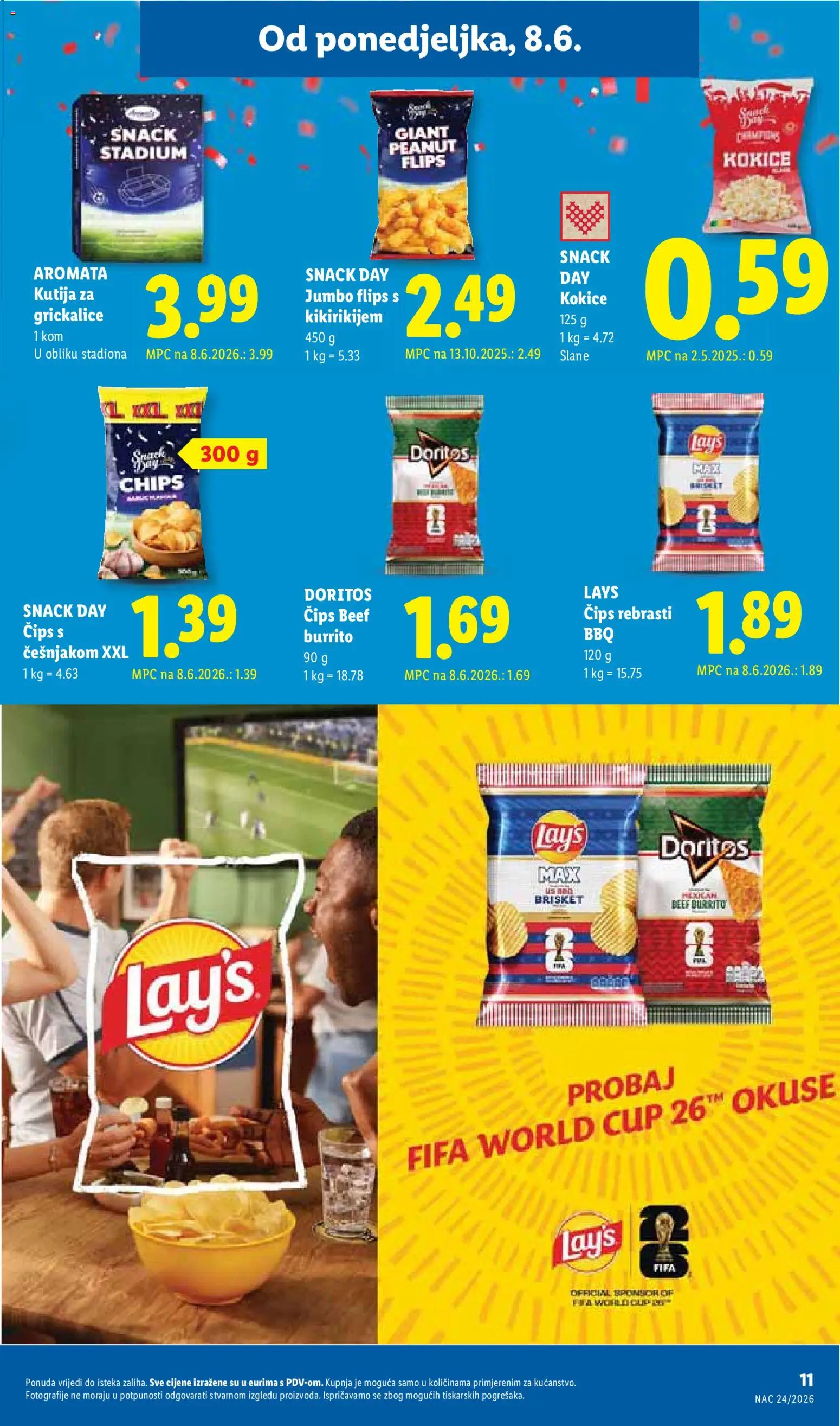 Lidl katalog | vrijedi od 08.06.2026 | Stranica: 11 | Proizvodi: Flips, Kutija, Čips, Kokice