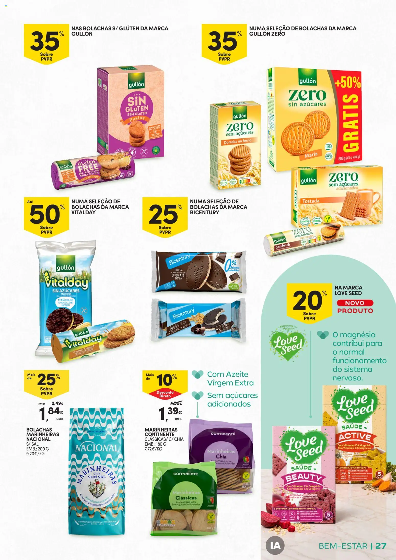 Continente Bem-Estar Assim toda a gente come melhor │ válido de 20/10/2026 | Página: 27 | Produtos: Forno, Colágeno, Chocolate, Azeite virgem extra