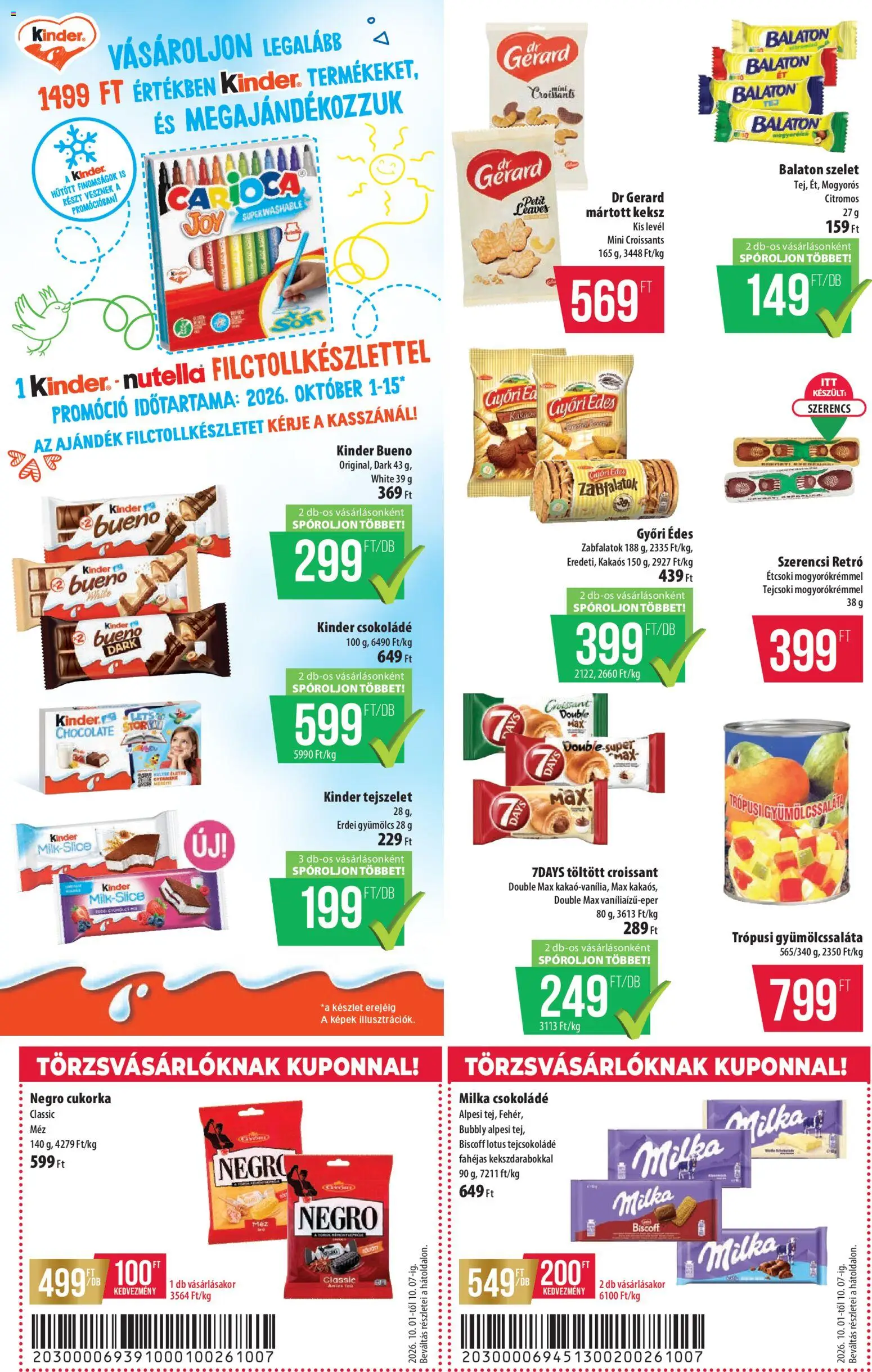 COOP akciós ujság - amely érvényes a következő dátumtól: 2026.10.01. | Oldal: 8 | Termékek: Kinder Bueno, Lé, Nutella, Tejcsokoládé