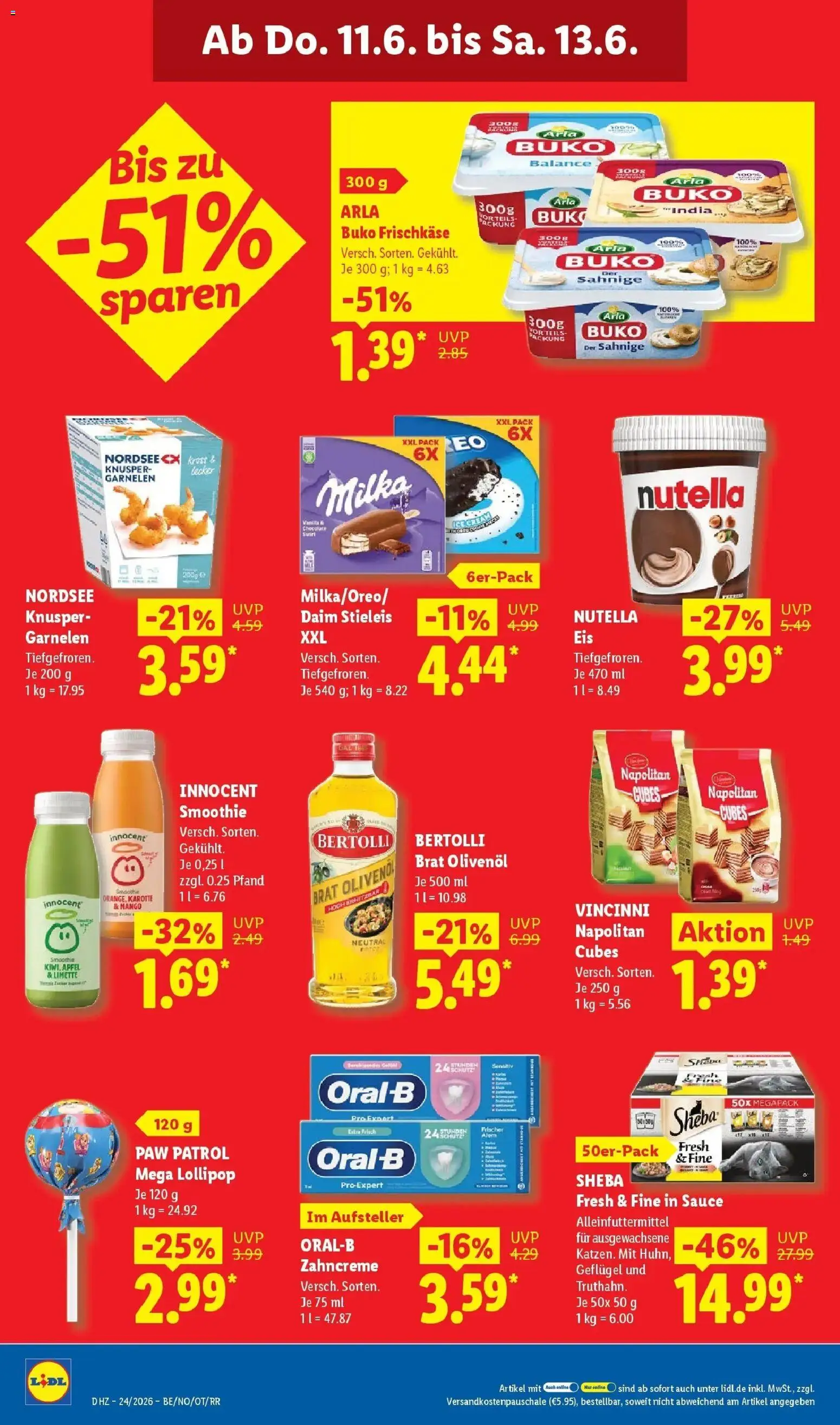 Lidl Prospekt Zülpich – gültig ab 08.06.2026 | Seite: 72 | Produkte: Olivenol, Milka, Nutella, Karotte