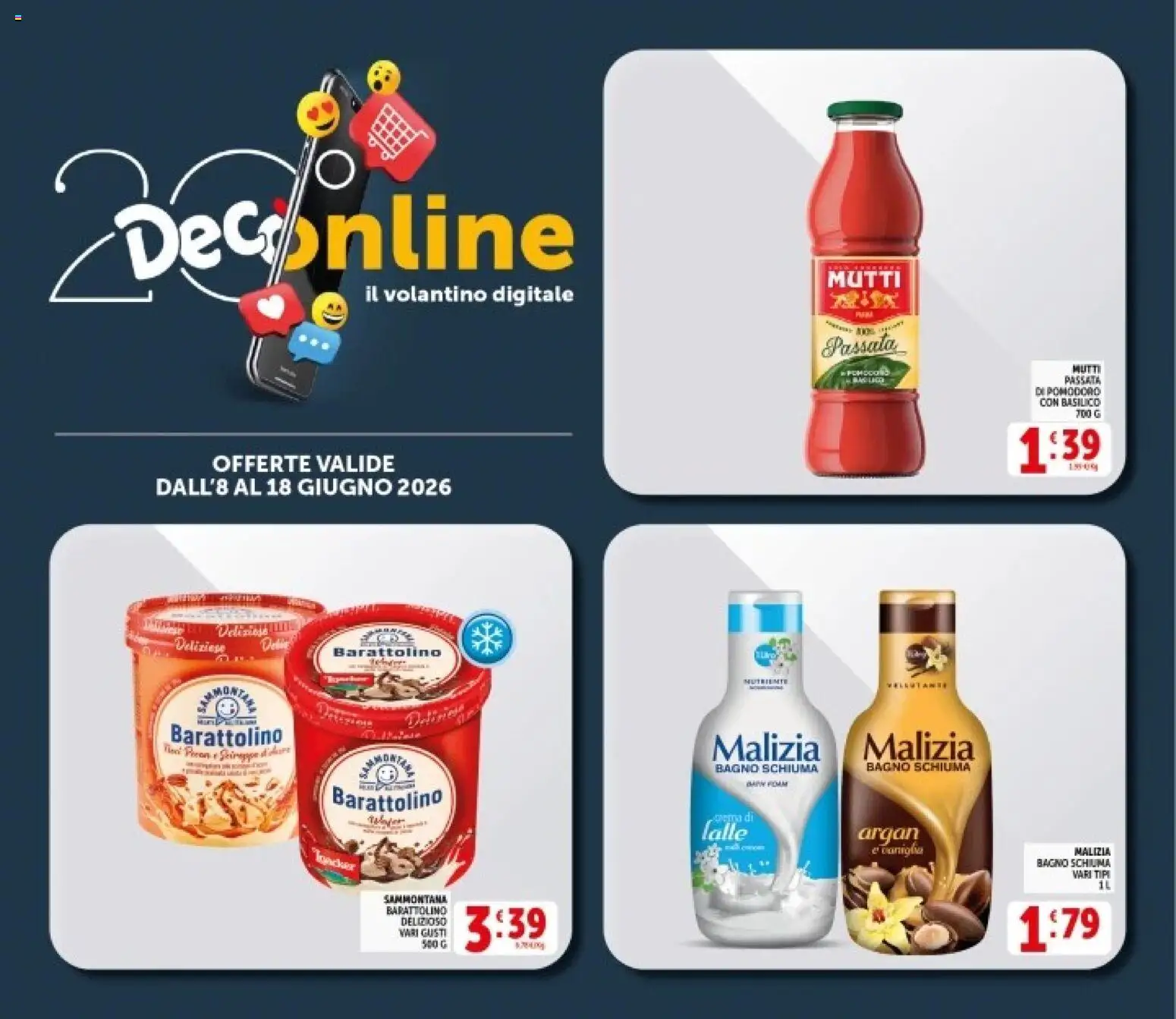Volantino Decò del 08.06.2026 | Pagina: 22 | Prodotti: Pomodoro, Basilico, Passata di pomodoro, Mutti passata