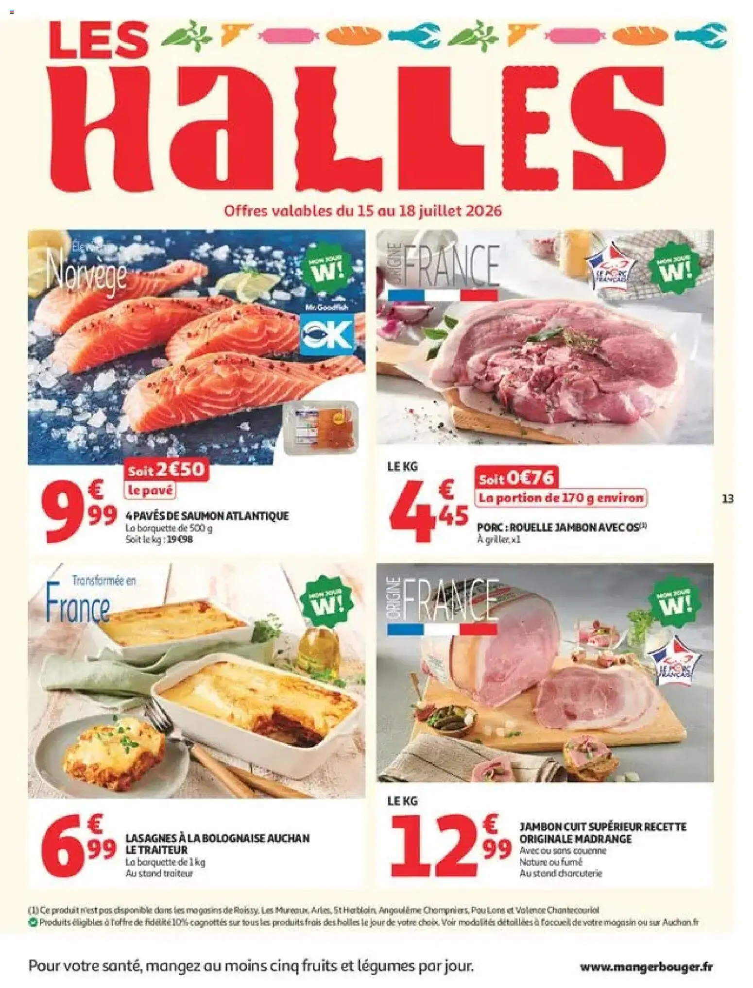 {H1} | Page: 13 | Produits: Lasagnes, Jambon, Porc, Saumon