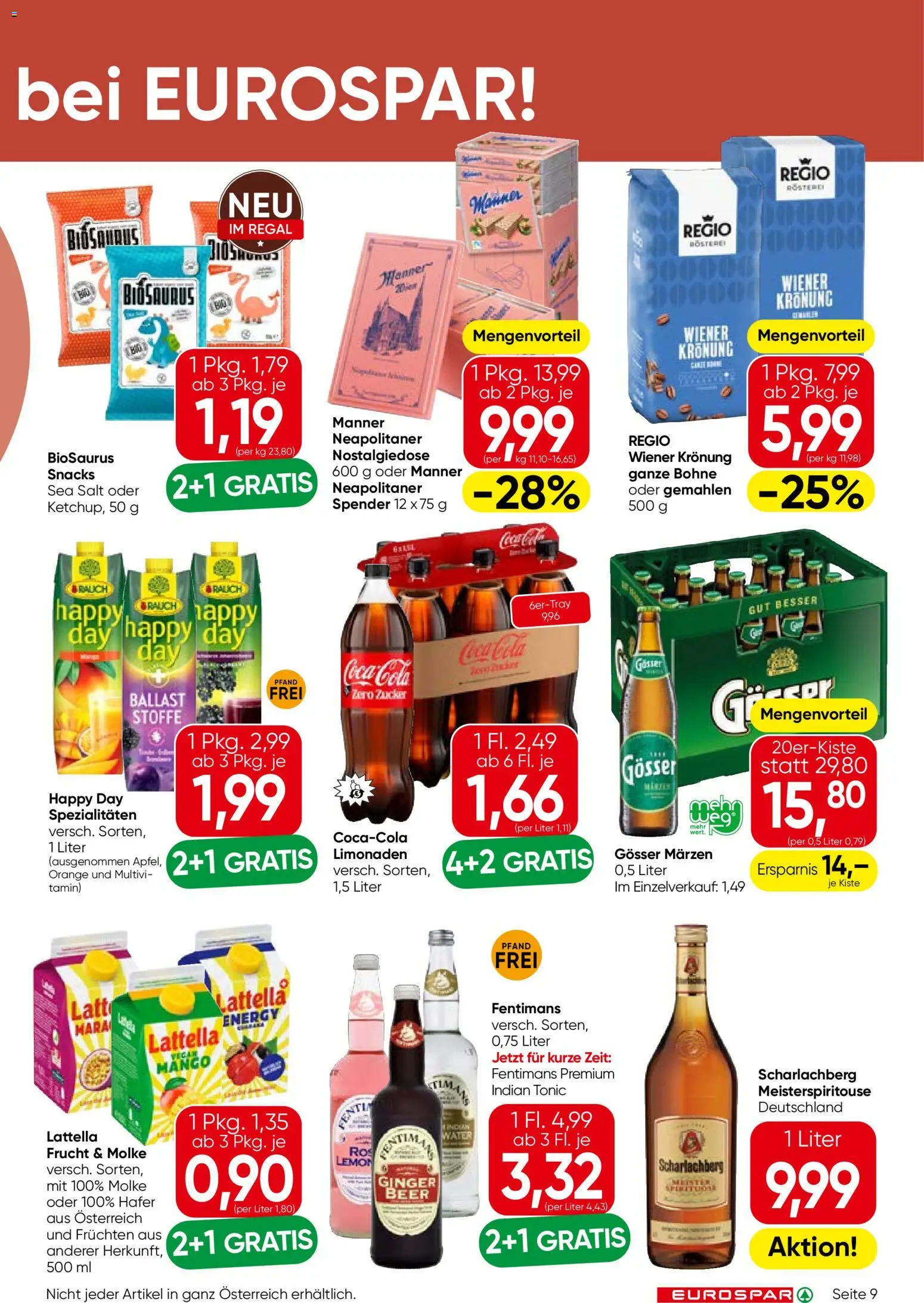 Eurospar Flugblatt gültig ab 08.10.2026 | Seite: 9 | Produkte: Zucker, Mango, Bohne, Regal