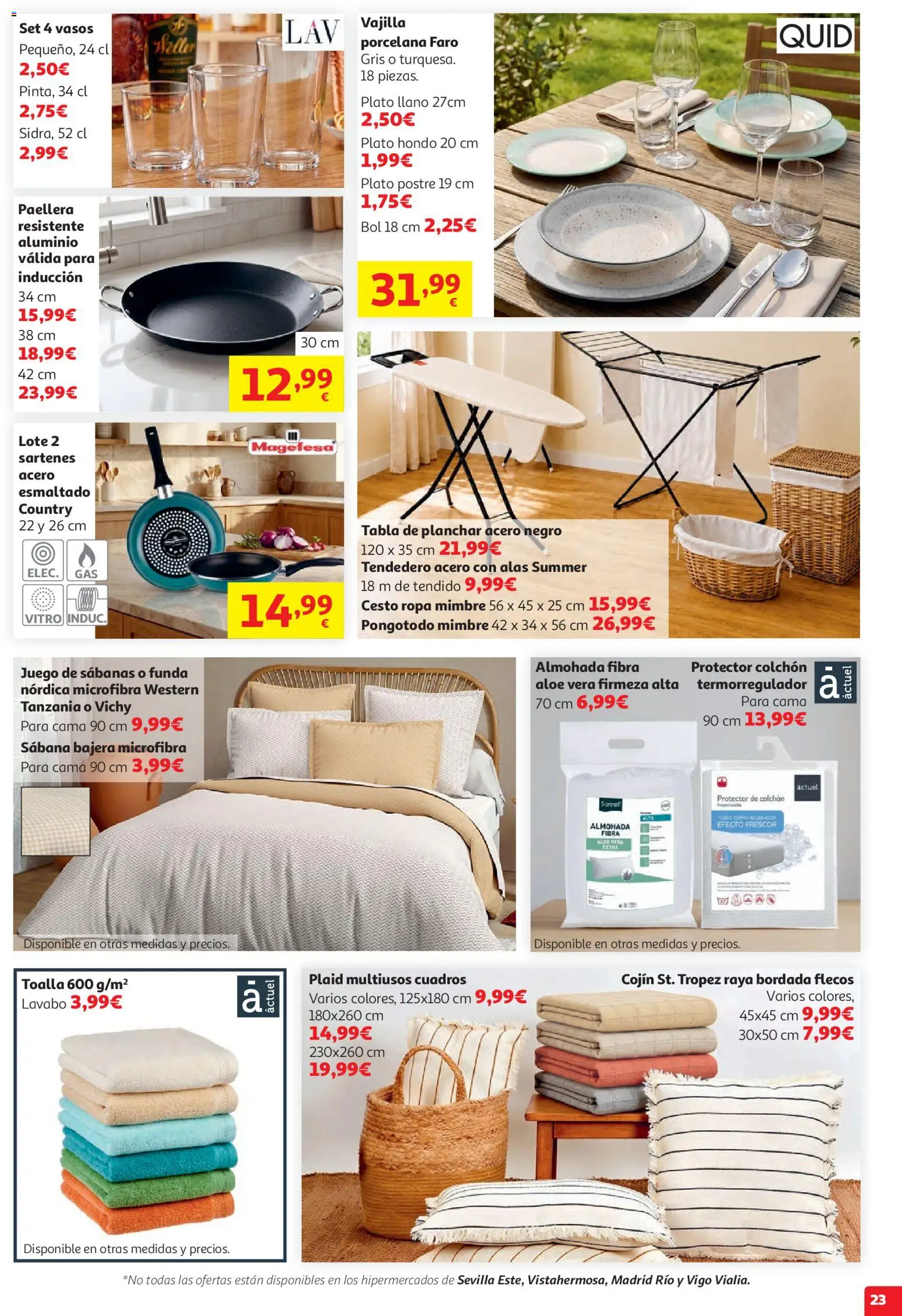 Alcampo HG Nacional Litoral │ válido desde el 29/07/2026 | Página: 23 | Productos: Vasos, Tabla de planchar, Cama, Cojín