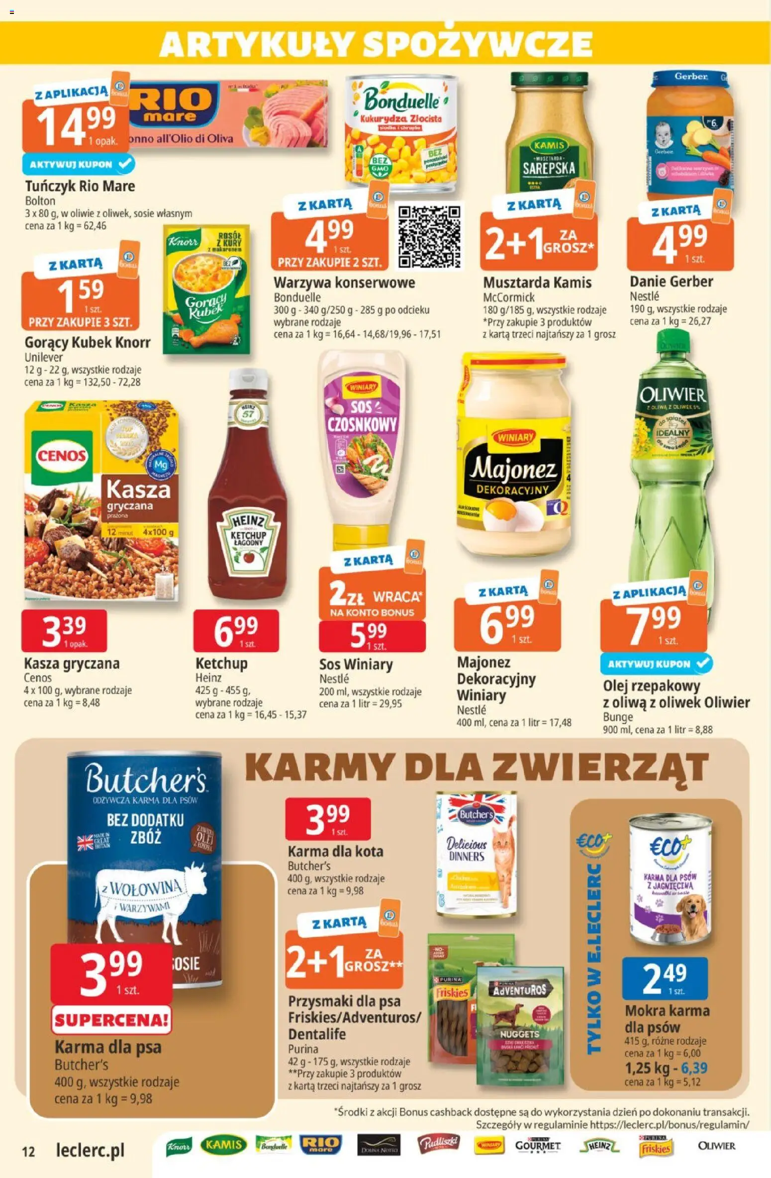 E.Leclerc gazetka od 11.08.2026 | Strona: 12 | Produkty: Olej rzepakowy, Kasza gryczana, Olej, Warzywa konserwowe