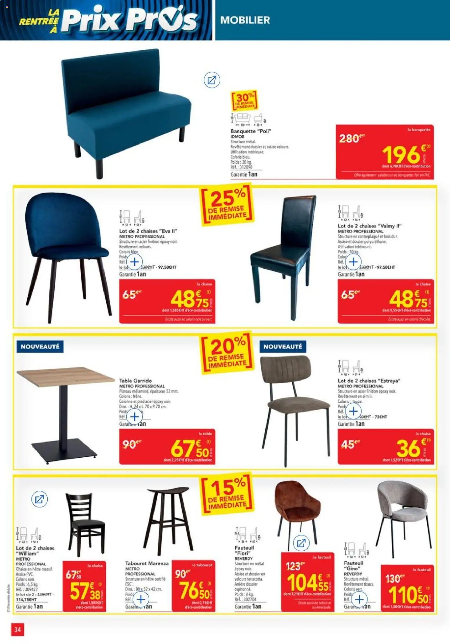{H1} | Page: 34 | Produits: Poids, Chaises, Table, Chocolat