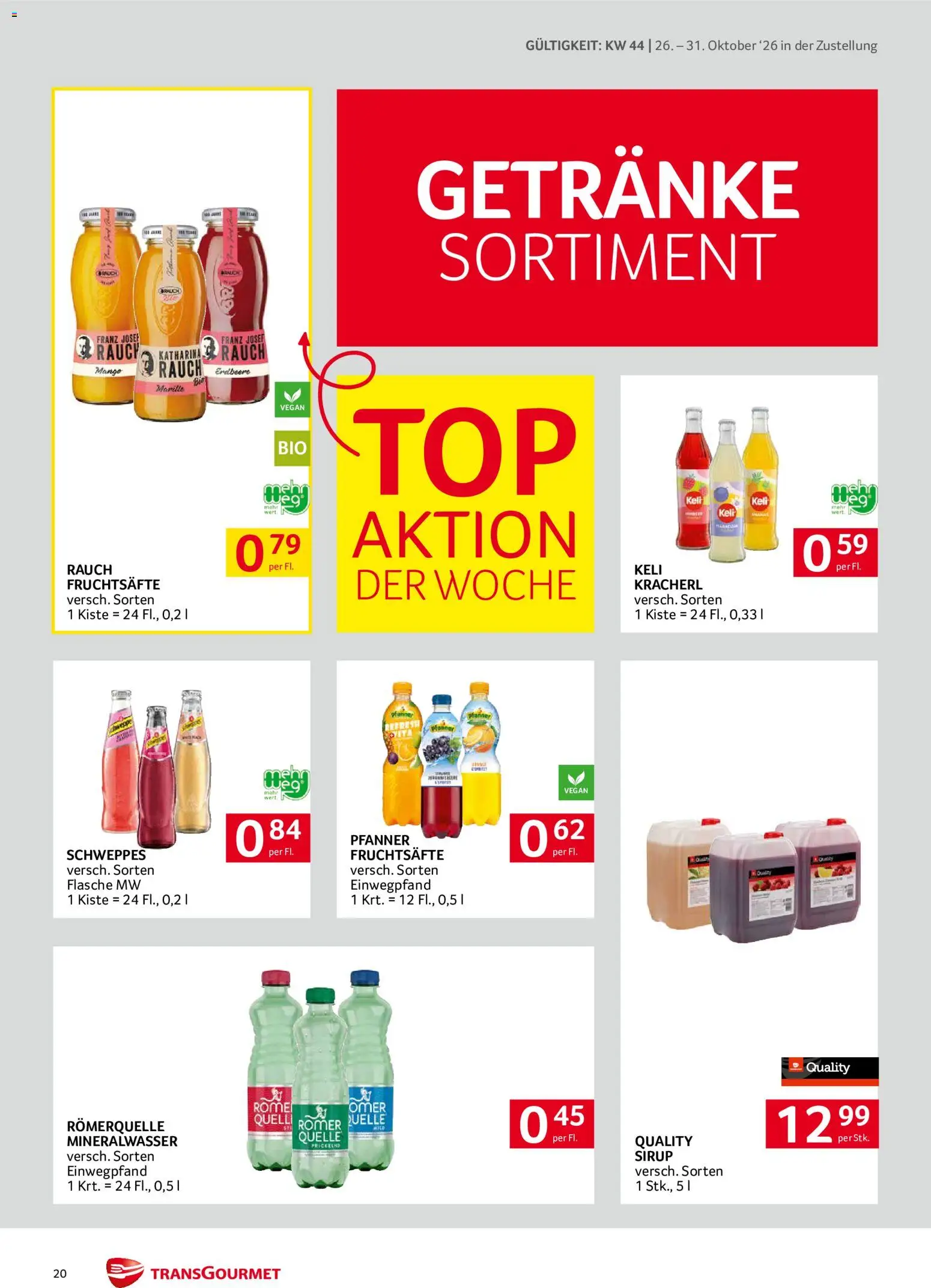 Transgourmet Flugblatt gültig ab 26.10.2026 | Seite: 20 | Produkte: Getränke, Mango, Mineralwasser