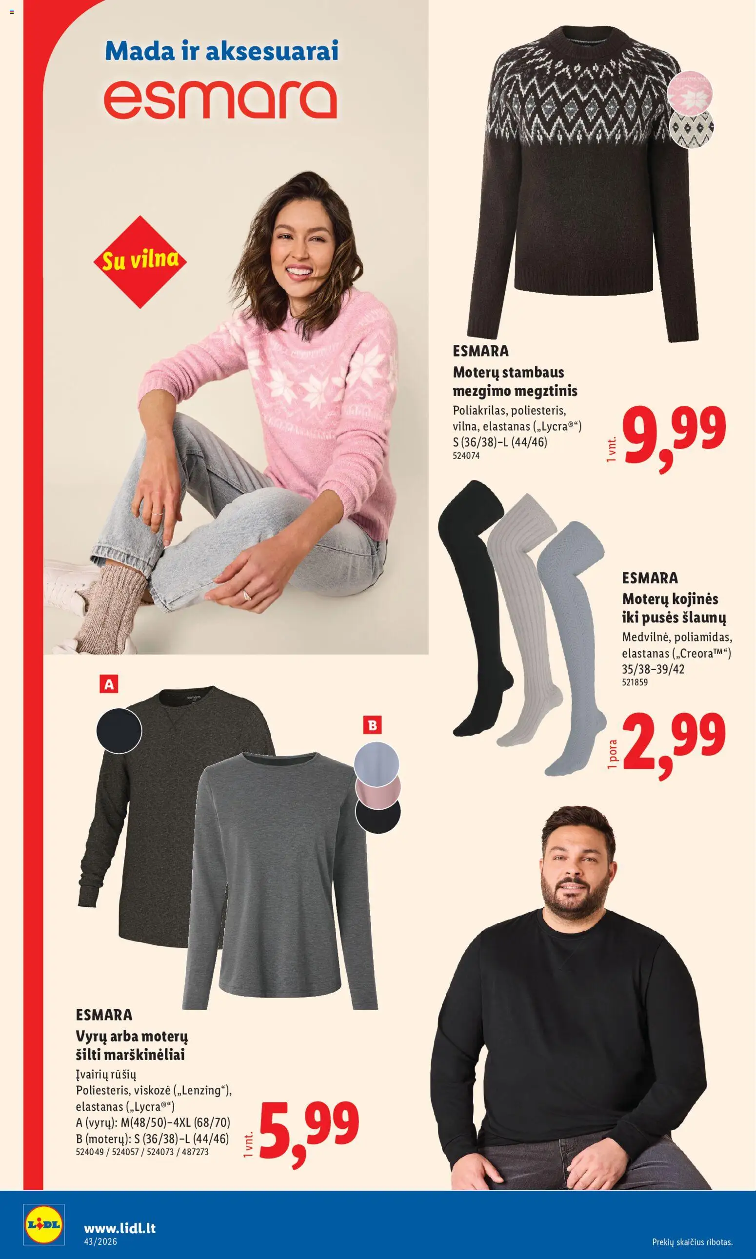 LIDL akcijos nuo 2026.10.19 | Puslapis: 4 | Prekių: Marškinėliai, Megztinis, Kojinės