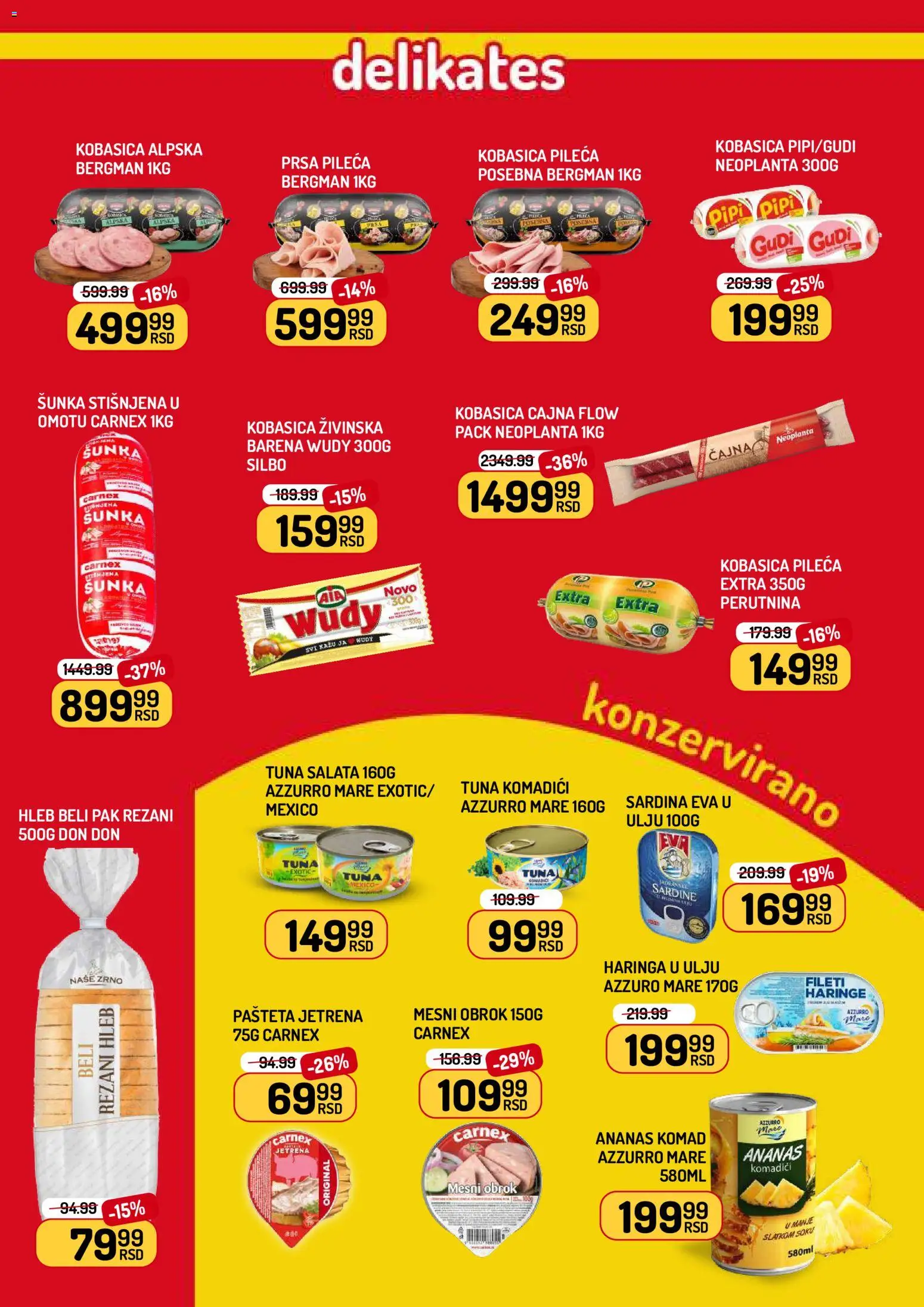Aman katalog - važi od 05.06.2026 | Strana: 3 | Proizvode: Ananas, Rezani hleb, Kobasica, Sardina