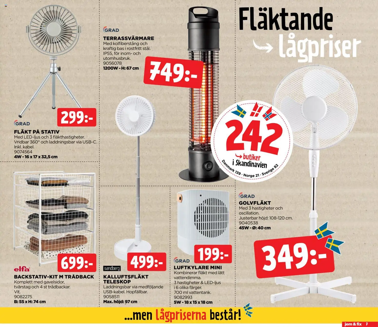 Jem & Fix reklamblad aktuell från 07.06.2026 | Sida: 7 | Produkter: Fläkt, Golvfläkt, Luftkylare