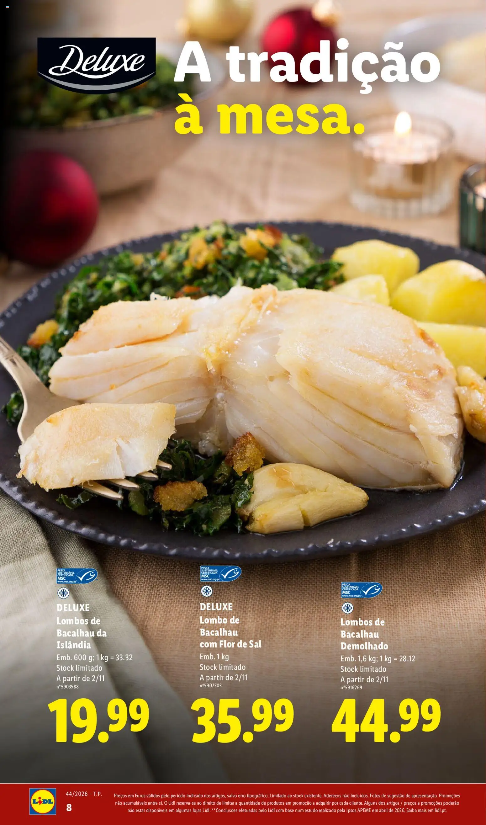 Lidl Folheto Especial Natal │ válido de 26/10/2026 | Página: 8 | Produtos: Bacalhau, Base, Sal, Lombo