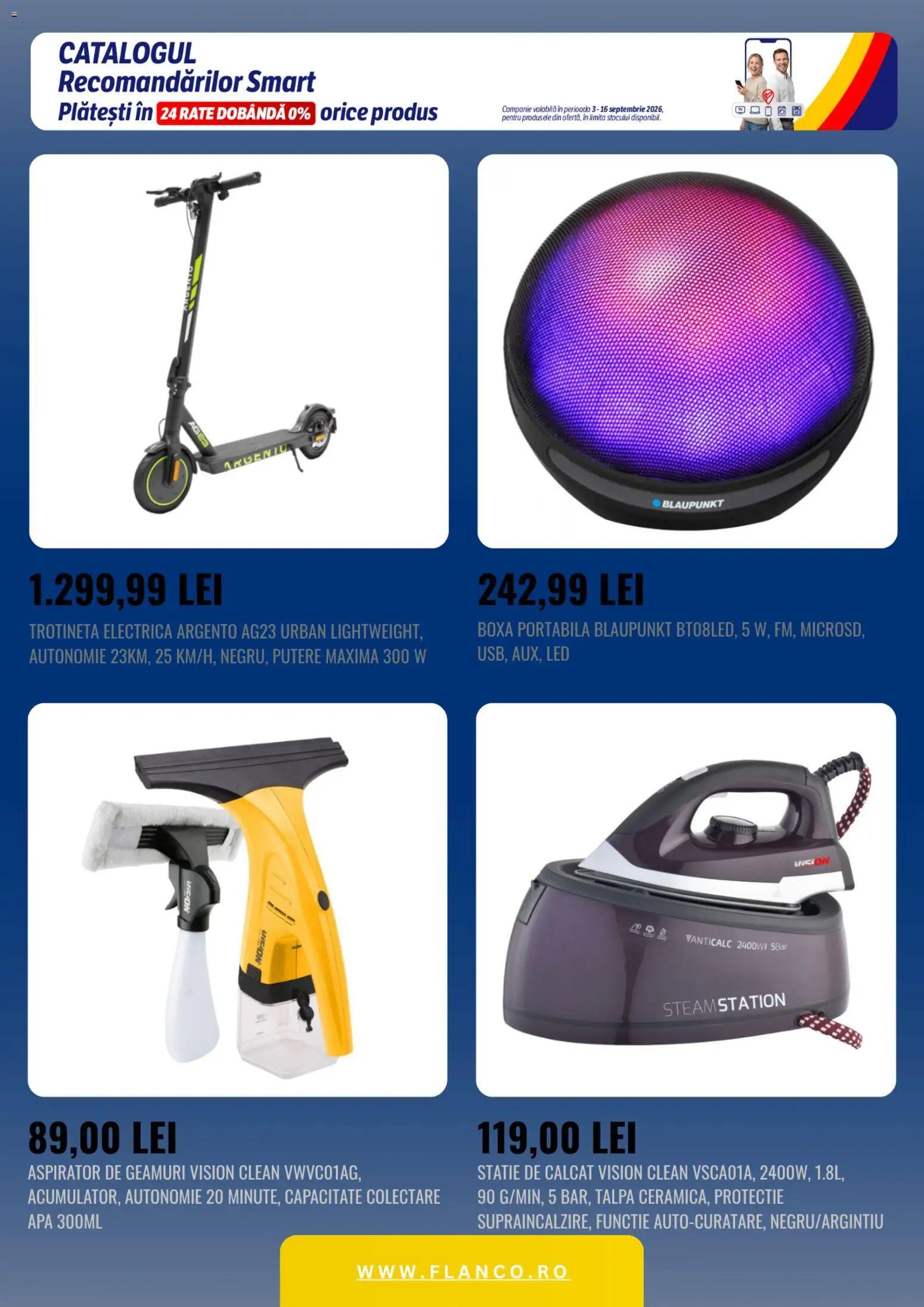 Noul catalog Flanco – valabil de la 03.09.2026 | Pagină: 5 | Produse: Trotinetă electrică, Aspirator, Trotinetă, Apă