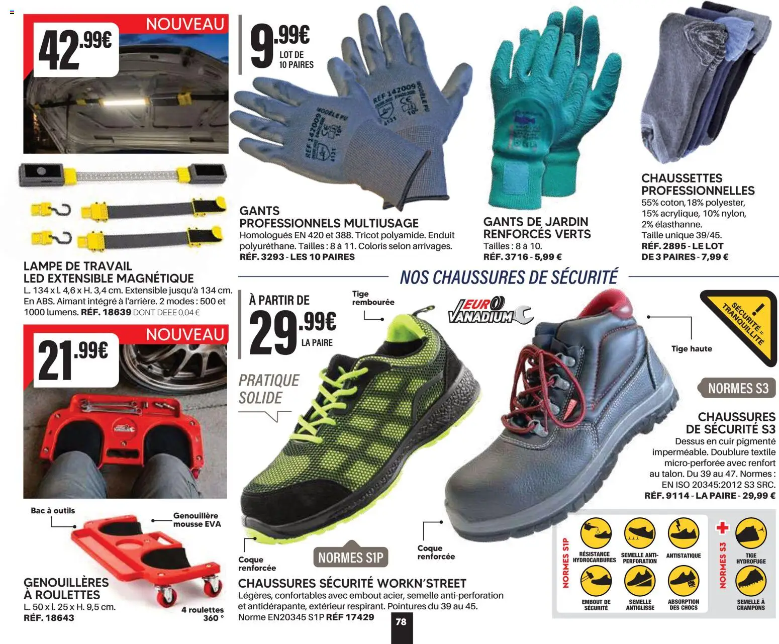 {H1} | Page: 78 | Produits: Aimant, Genouillère, Lampe, Gants