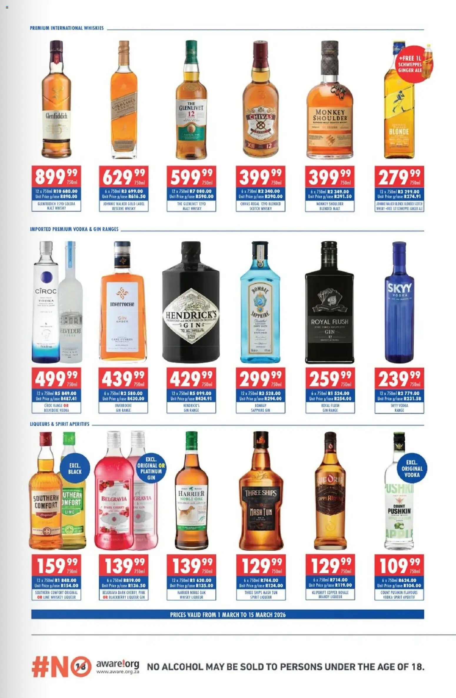 New Ultra Liquors catalogue – valid from 01/03/2026 | Page: 2 | Products: Gin, Vodka, Whiskey, Lime