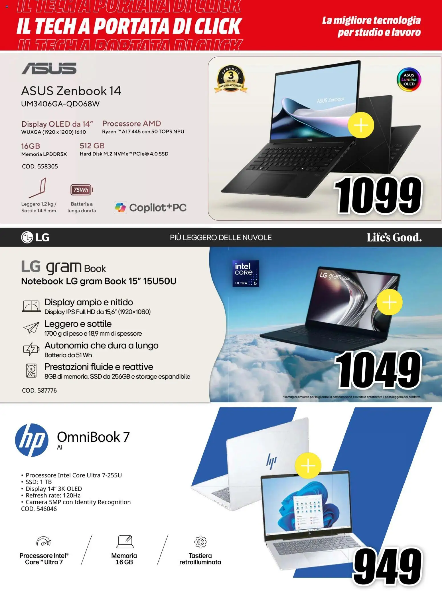Volantino Media World del 16/07/2026 | Pagina: 6 | Prodotti: Notebook, Tastiera, Batteria