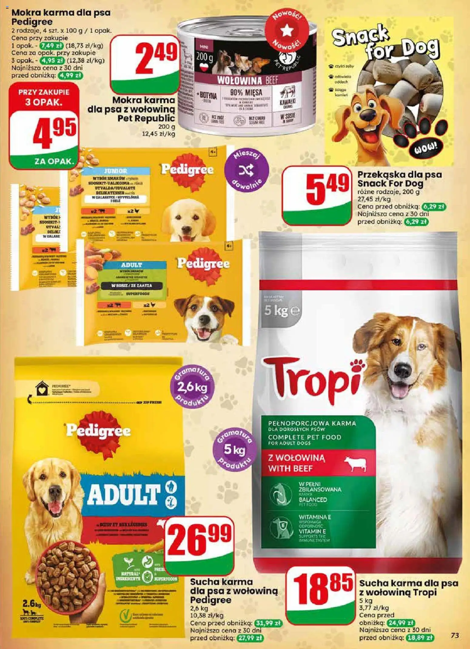Dino gazetka od 10.06.2026 | Strona: 73 | Produkty: Pedigree, Karma dla psa, Sucha karma dla psa, Wołowina