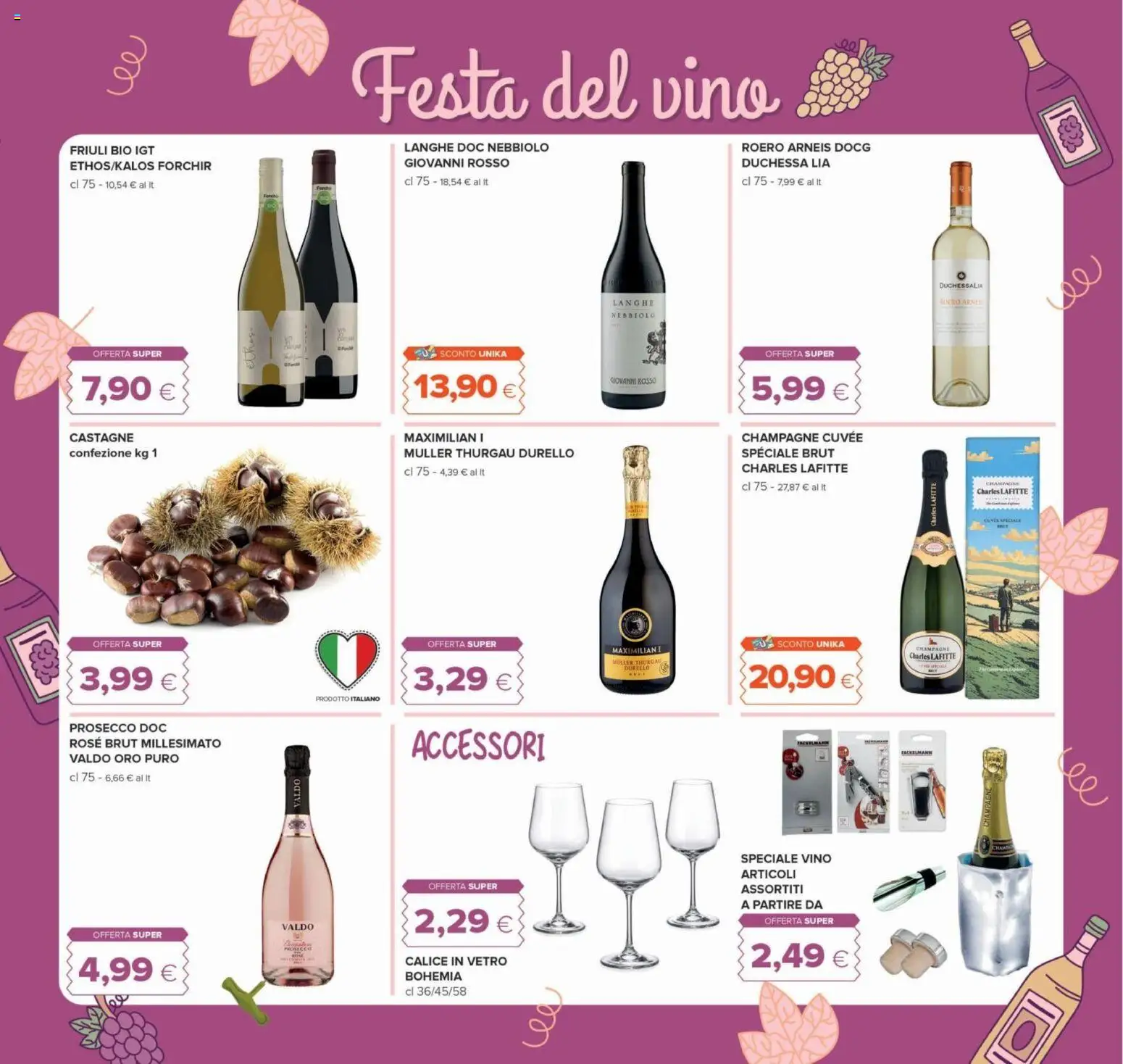 Volantino Oasi del 22/10/2026 | Pagina: 21 | Prodotti: Calice, Prosecco, Vino, Champagne