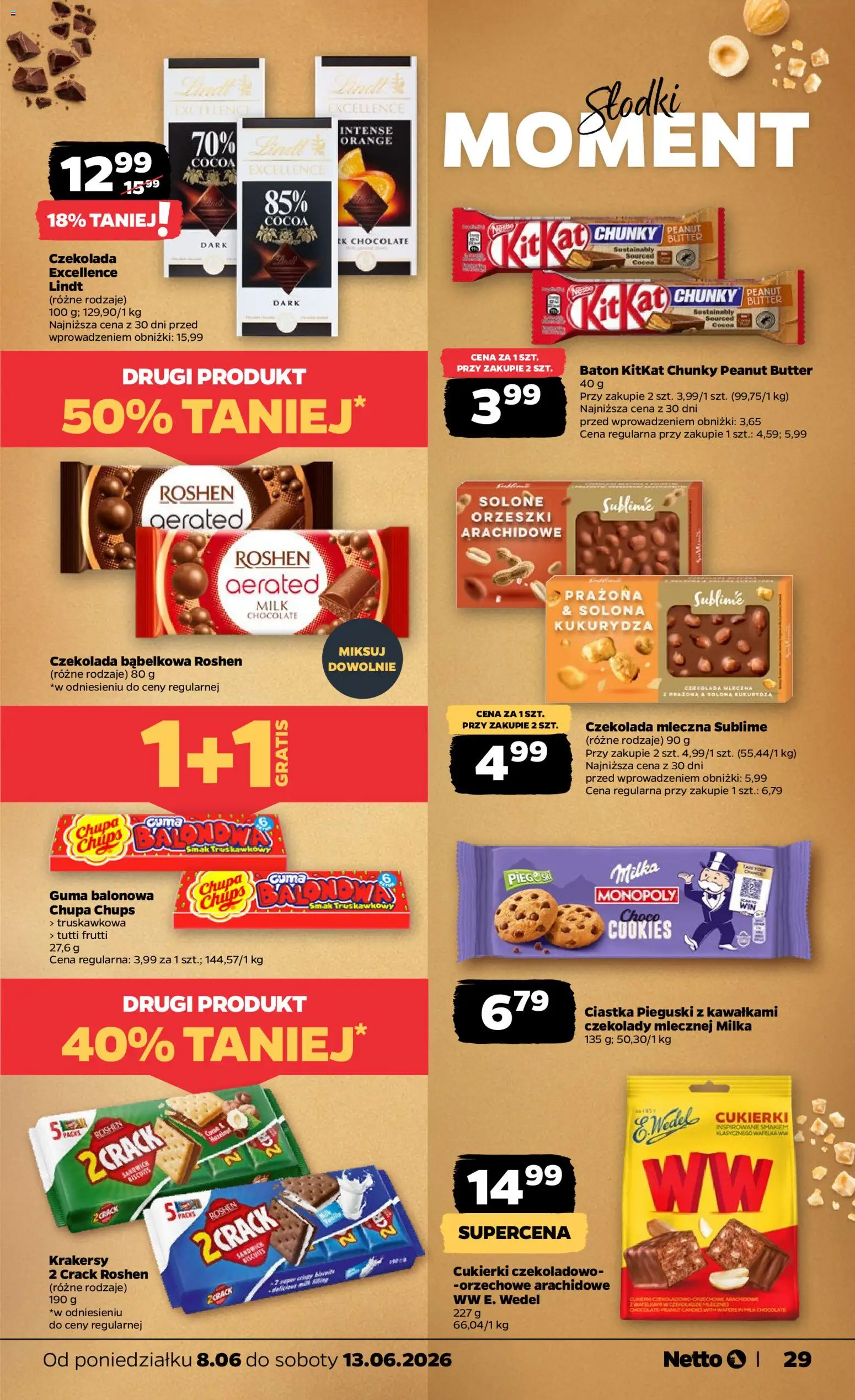 Netto gazetka od poniedziałku spożywcza od 08.06.2026 | Strona: 29 | Produkty: Kukurydza, Milka, Czekolada, Ciastka