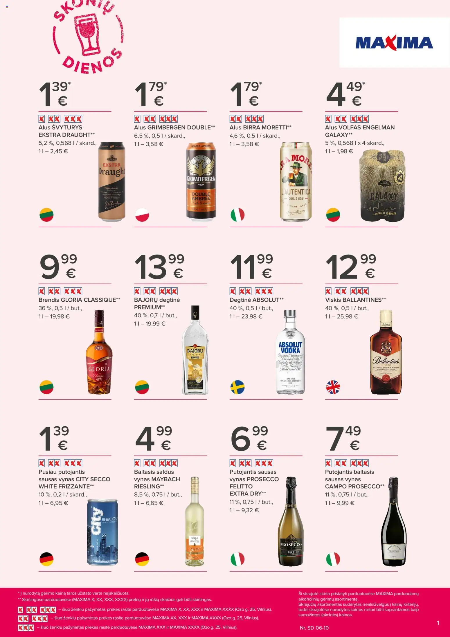 MAXIMA akcijos nuo 28.05.2026 | Puslapis: 1 | Prekių: Degtinė, Viskis, Vynas, Alus