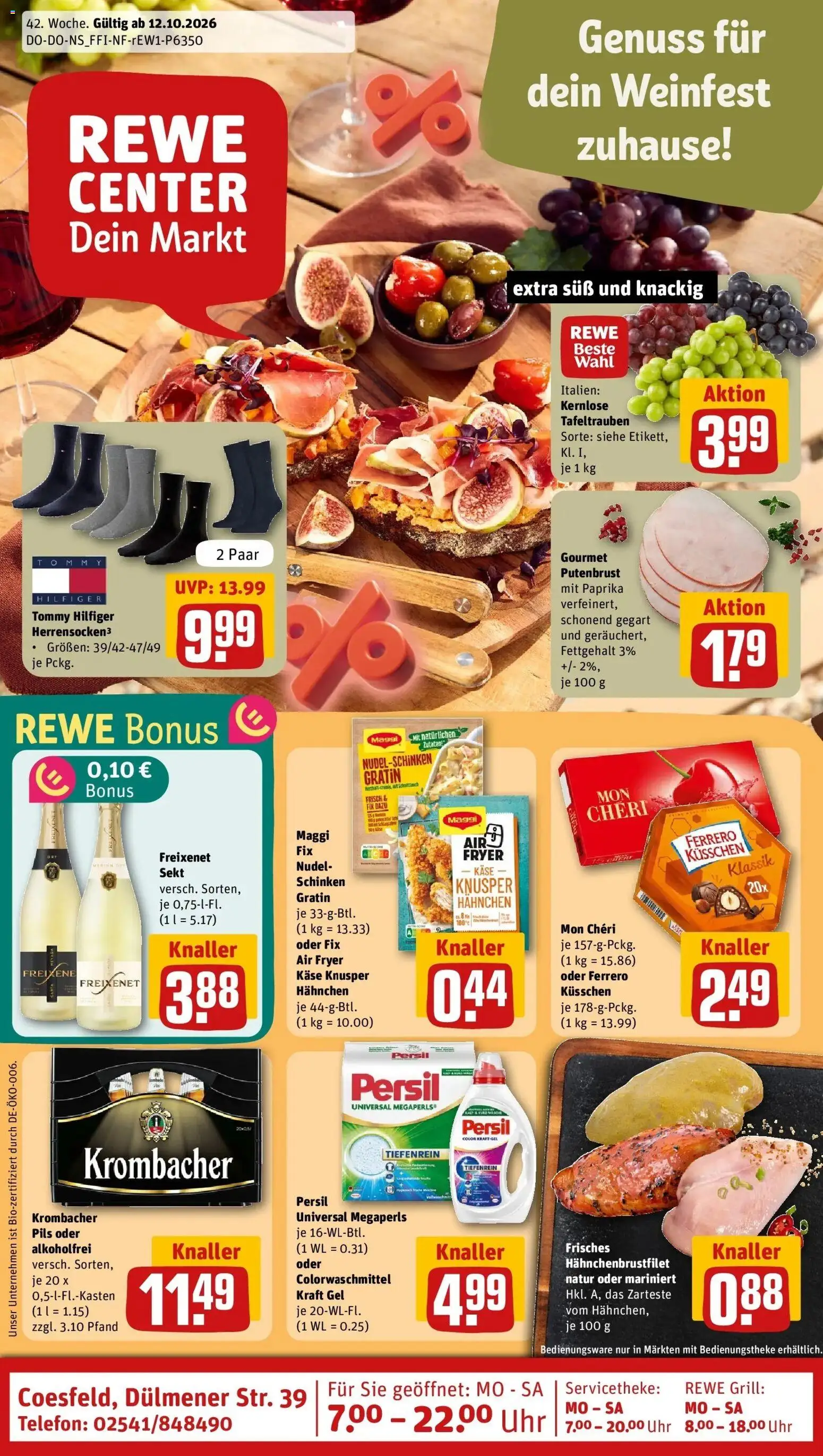 REWE Prospekt ab 12.10.2026 zum Blättern » Angebote | Seite: 1 | Produkte: Maggi, Käse, Freixenet, Telefon