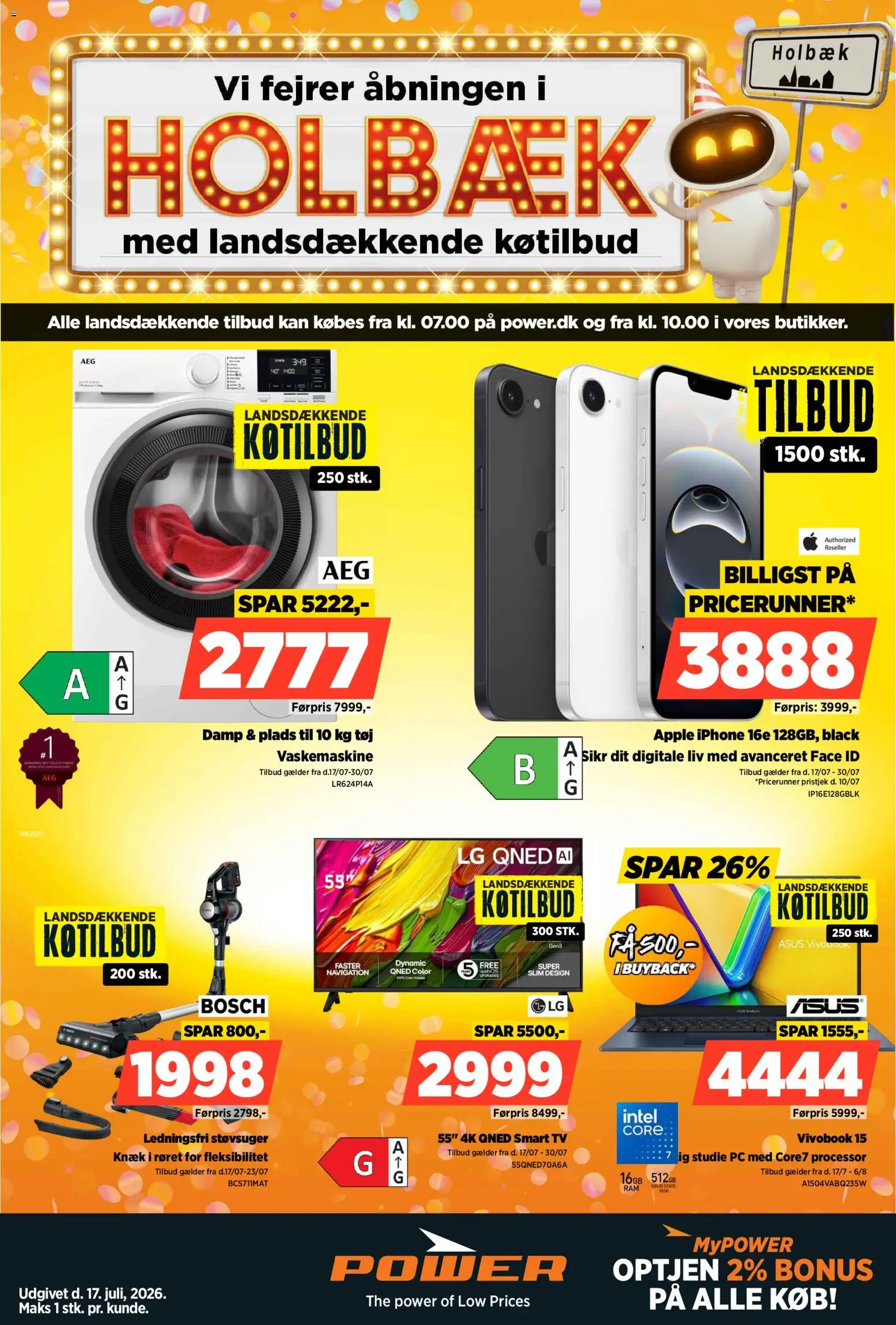Power tilbudsavis – gyldig fra 17/07/2026 | Side: 1 | Produkter: Smart TV, Disk, PC, Navigation