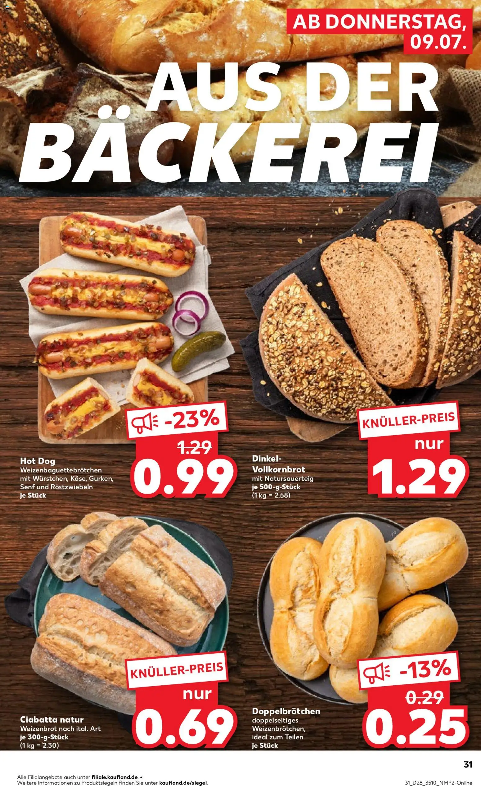 Kaufland Prospekt Zeitz – gültig ab 09.07.2026 | Seite: 31 | Produkte: Bäckerei, Vollkornbrot