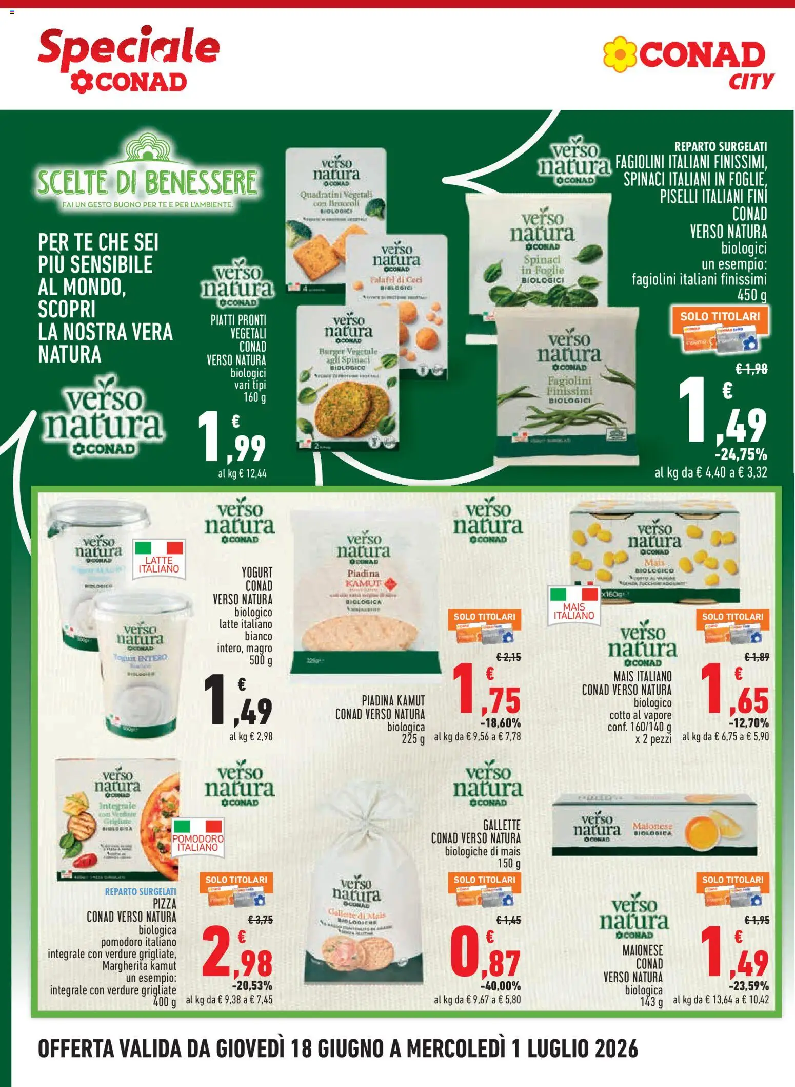 Volantino Conad del 18.06.2026 | Pagina: 16 | Prodotti: Yogurt, Ceci, Spinaci, Falafel