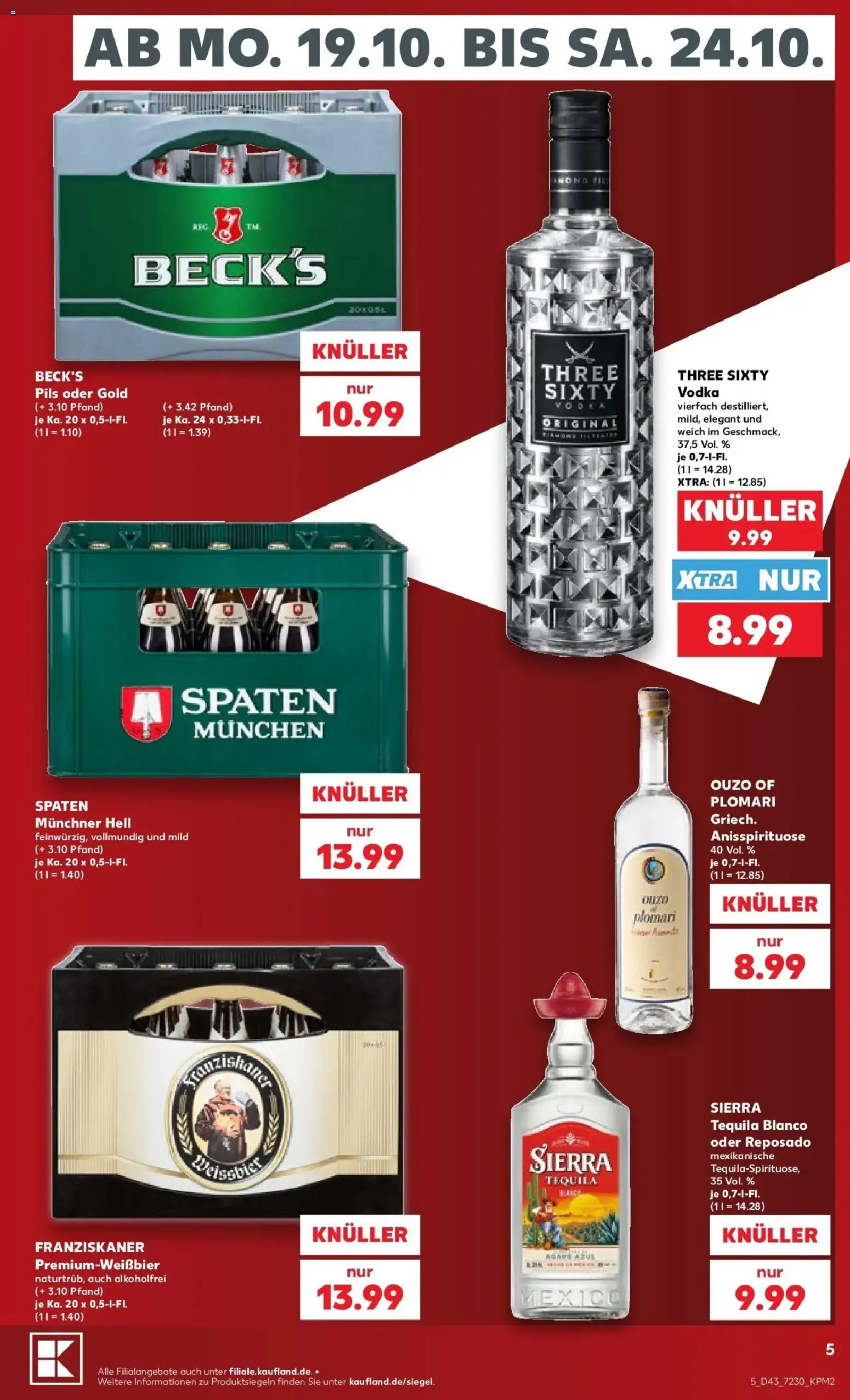 Prospekt Kaufland ab 19.10.2026 » Angebote Online zum Blättern | Seite: 9 | Produkte: Franziskaner, Ouzo, Pils, Tequila