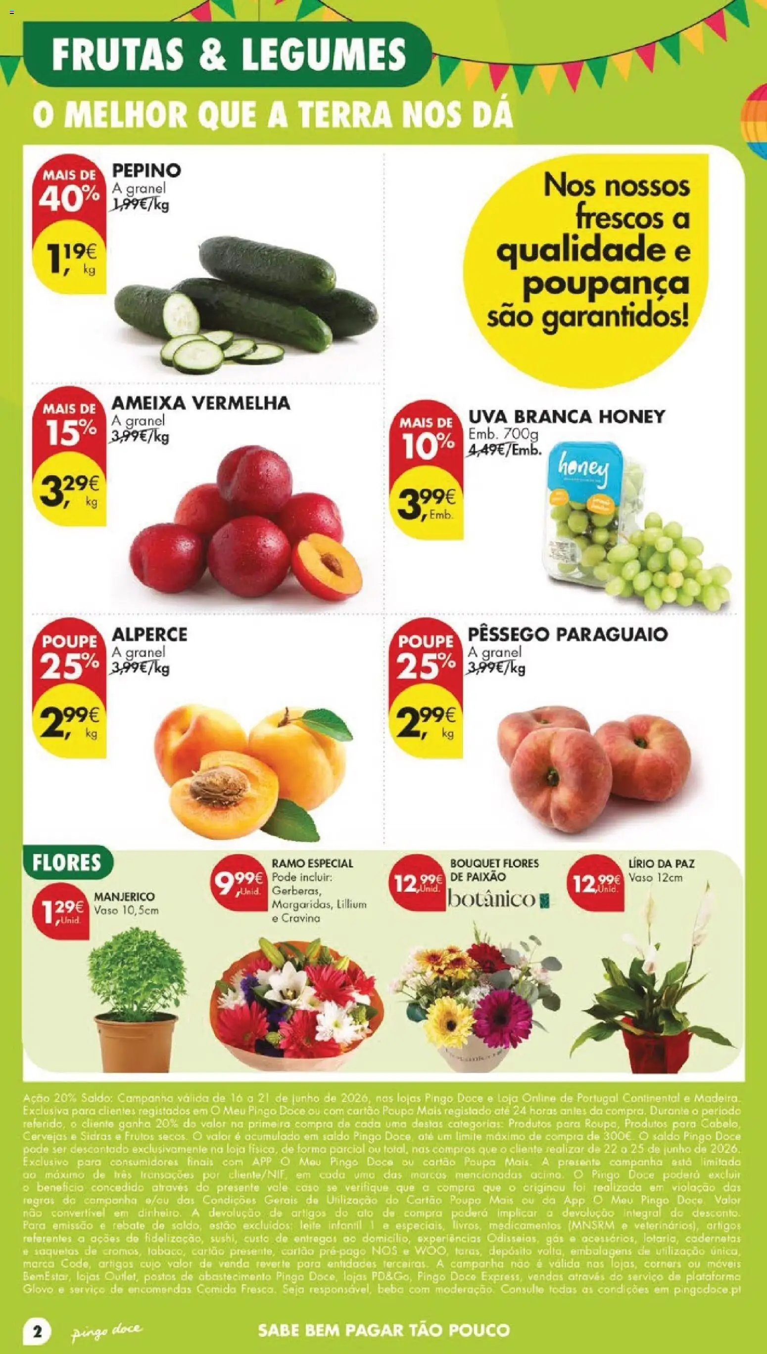 Pingo Doce folheto │ válido de 16.06.2026 | Página: 2 | Produtos: Flores, Leite infantil, Leite, Vaso
