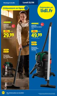LIDL - Prévisualisation de PARKSIDE Aspirateur eau et poussière, PARKSIDE Aspirateur eau et poussière L'unité. valide à partir de 18.06.2026 | Page: 50 | Produits: Aspirateur de cendres, Aspirateur, Aspirateur eau et poussière