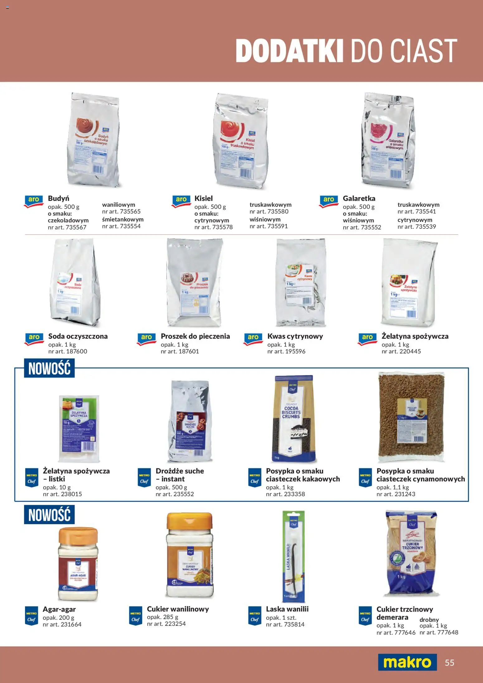 Makro gazetka - Produktów marek własnych dla profesjonalnej Gastronomii od 01.03.2026 | Strona: 55 | Produkty: Galaretka, Żelatyna, Drożdże suche, Cukier wanilinowy