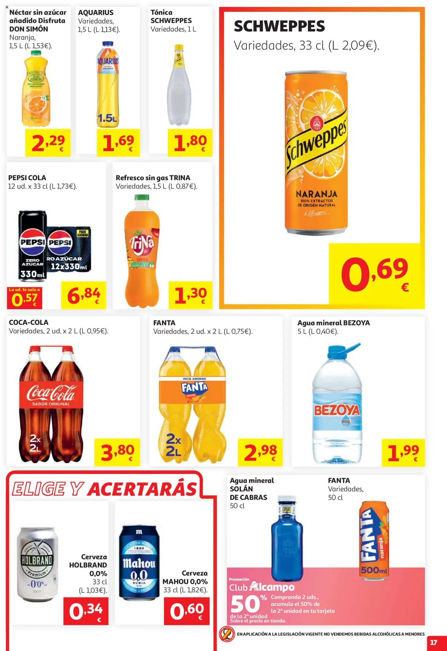 Alcampo HG Nacional Litoral │ válido desde el 15/07/2026 | Página: 17 | Productos: Cerveza, Té, Néctar, Agua mineral
