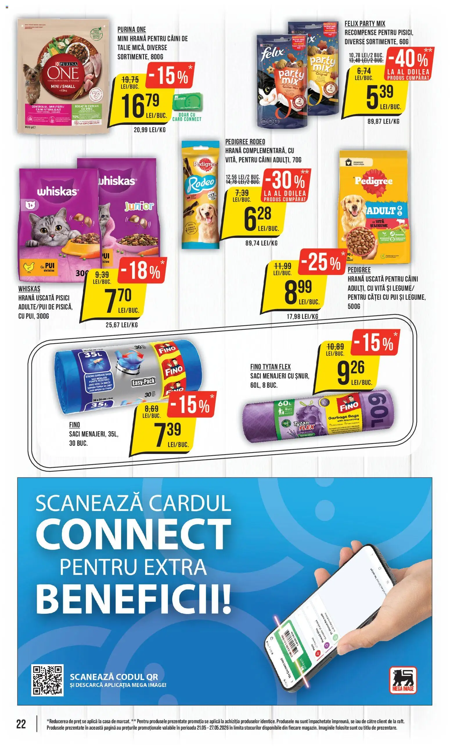 Noul catalog Mega Image – valabil de la 21.05.2026 | Pagină: 22 | Produse: Hrană pentru câini, Grătar, Hacıyatmaz Kedi Oyuncağı, Orez