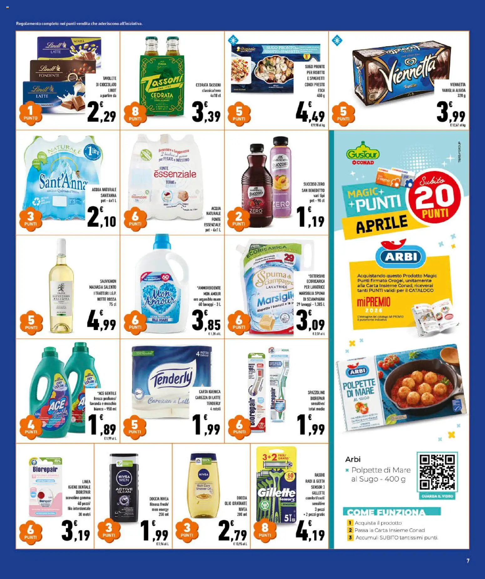 Volantino Conad del 15.04.2026 | Pagina: 7 | Prodotti: Acqua, Olio, Lavatrice, Polpette