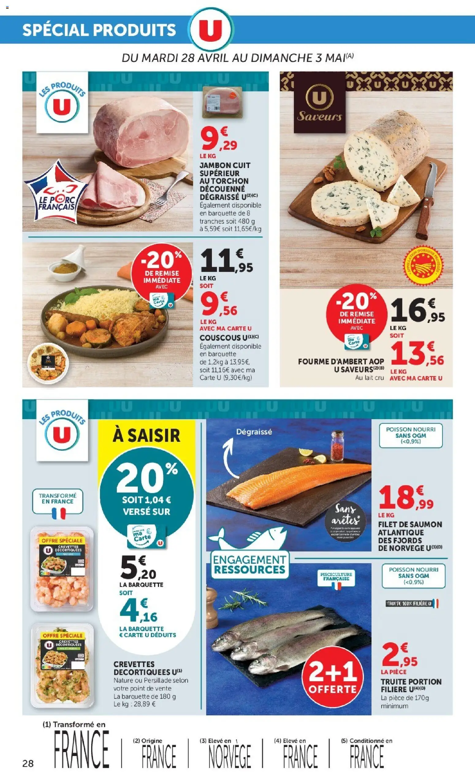 {H1} | Page: 28 | Produits: Torchon, Filet de saumon, Jambon, Porc